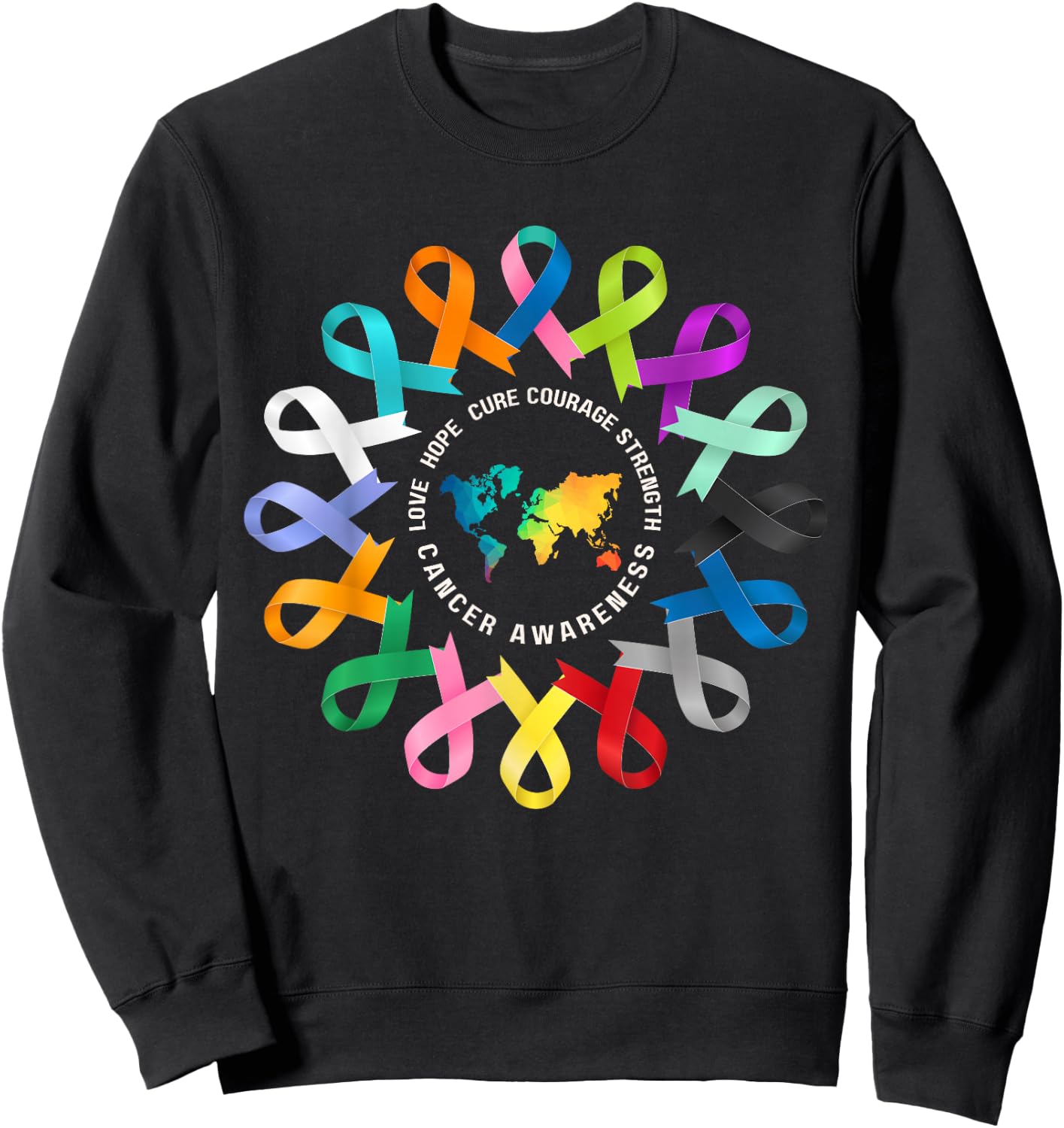 All Cancer Matters Awareness Fight Cancer Ribbon Support Sweatshirt - Sweatshirt | Black