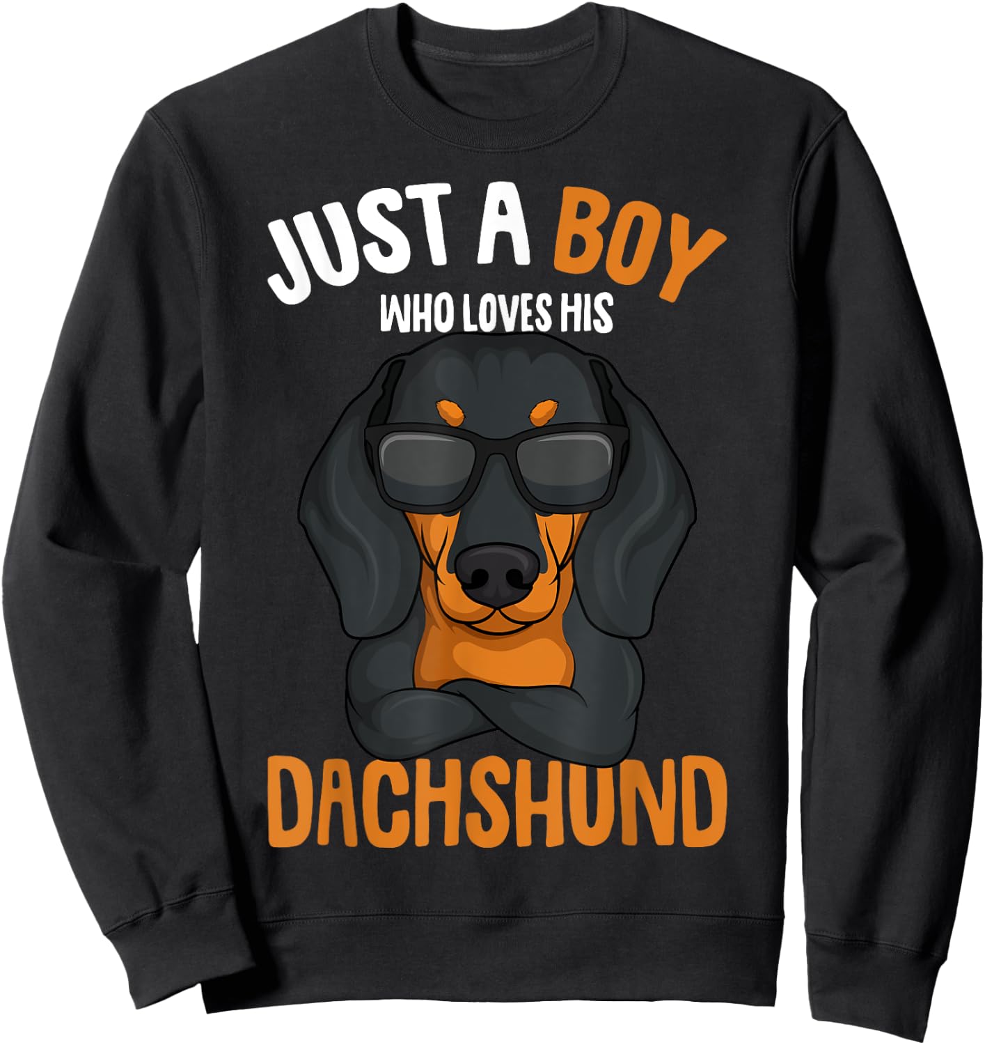 Just a Boy who loves his Dachshund Weiner Dog Kids Boys Sweatshirt - Sweatshirt | Black