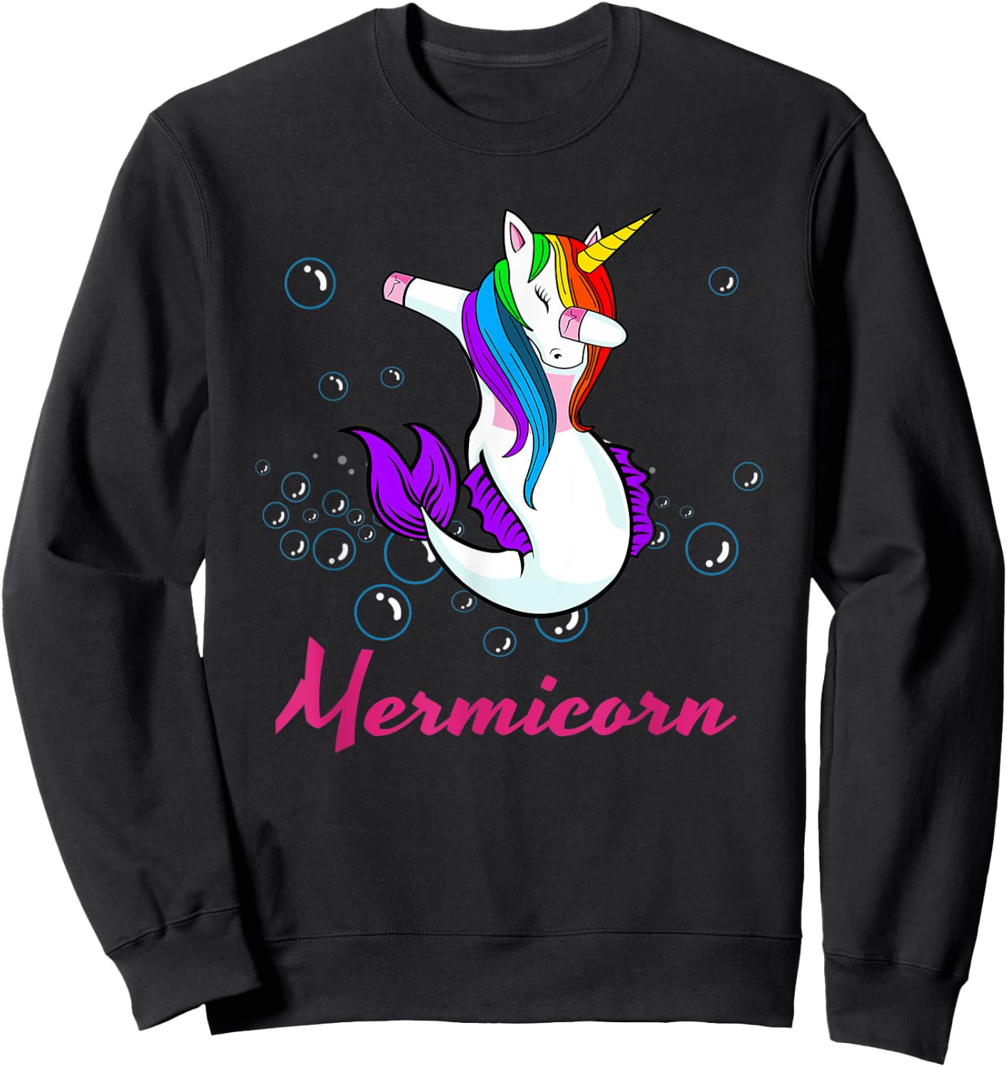 Mermicorn Unicorn Gift Girls Funny Unique Mermaid Sweatshirt - Sweatshirt | Black