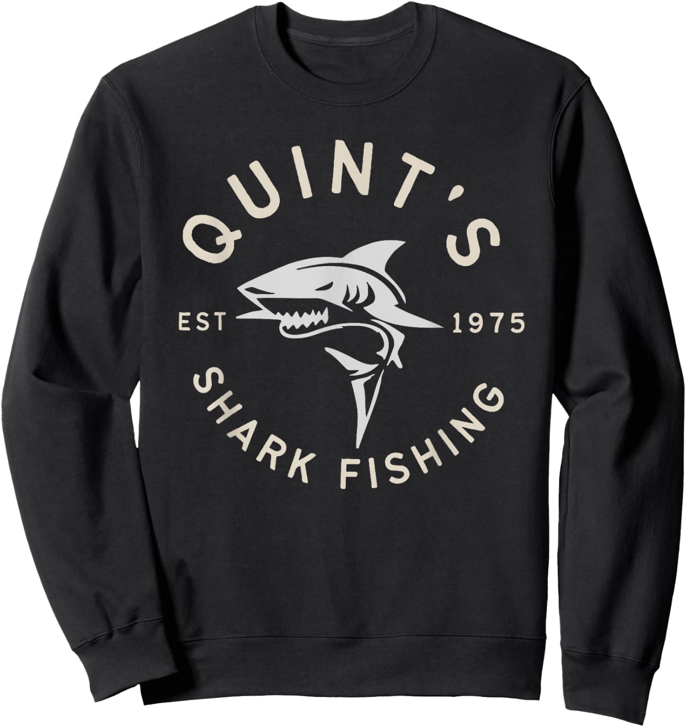 Vintage Quint's Shark Fishing 1975 Retro Sweatshirt - Sweatshirt | Black