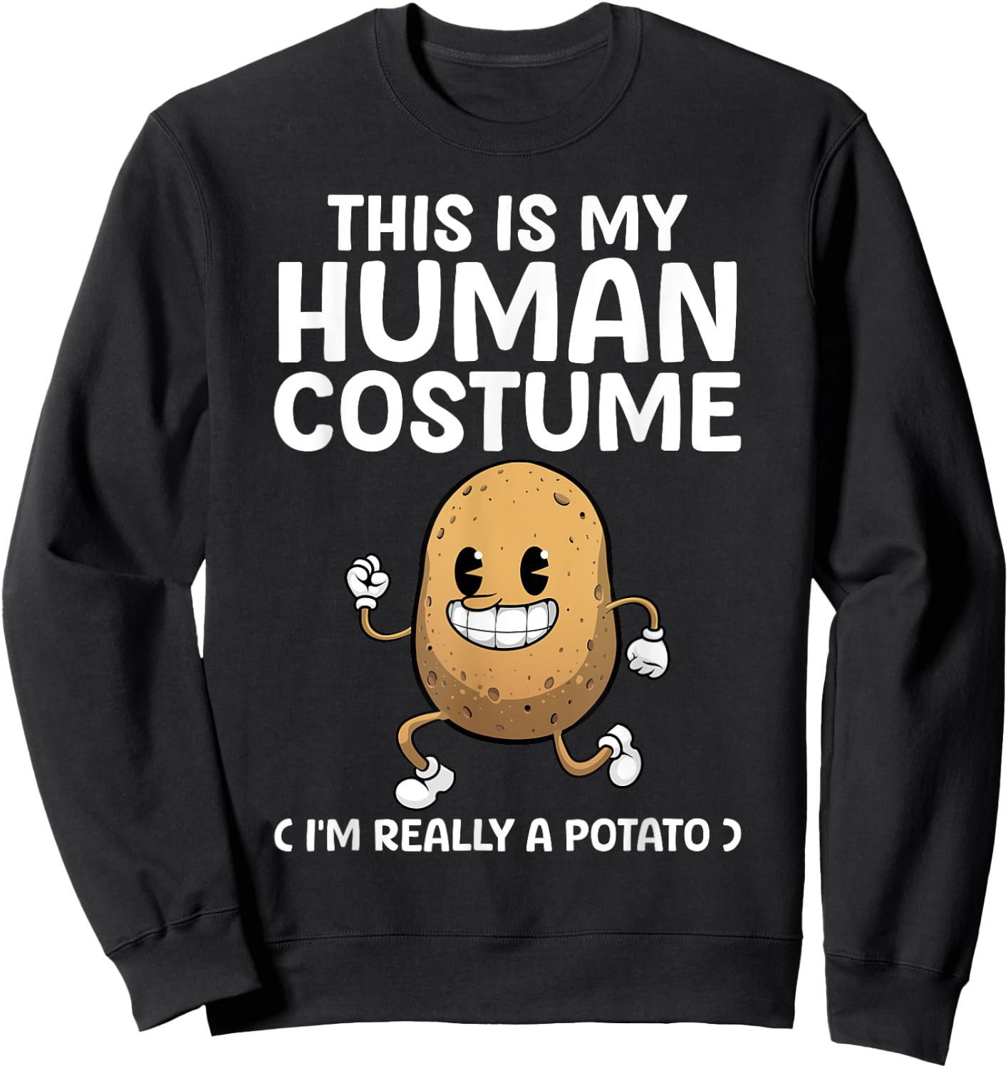 Funny Potato Costume Women Kids Adult Potato Novelty Sweatshirt - Sweatshirt | Black