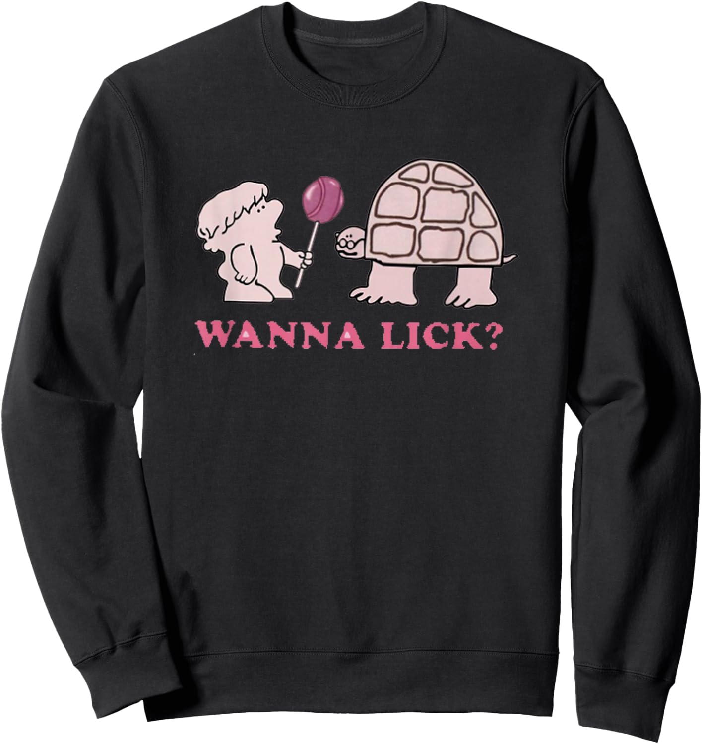 Wanna lick Owl Pink Sweatshirt - Sweatshirt | Black