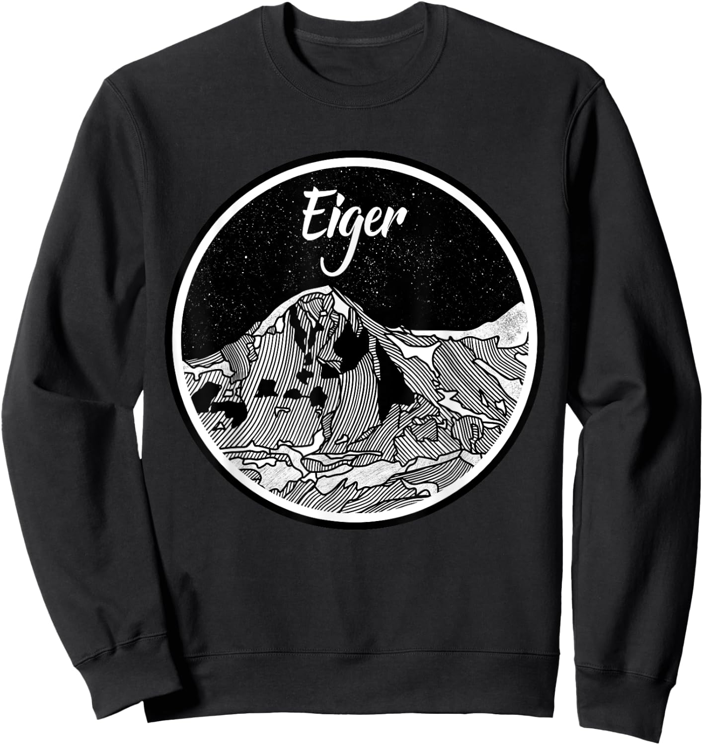 The Eiger Black and white Mountain print Sweatshirt - Sweatshirt | Black