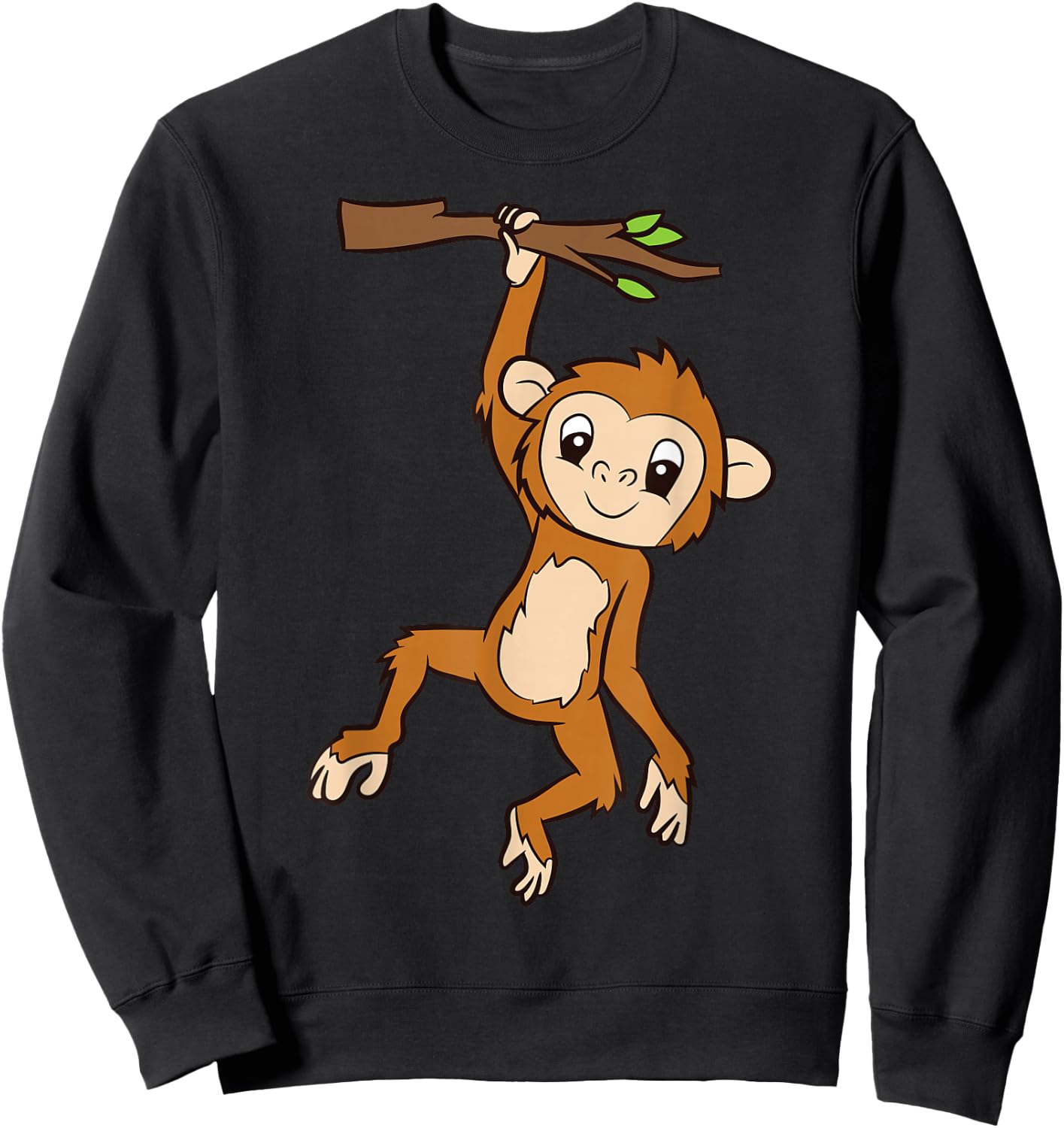 Monkey Hanging On Branch Ape Kids Cute Monkey Sweatshirt - Sweatshirt | Black