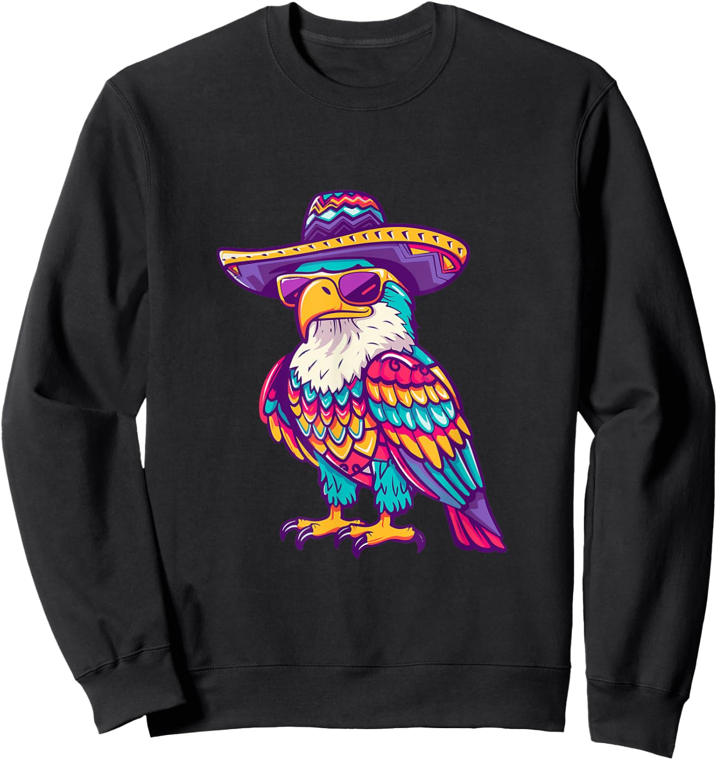 Party Eagle With Sombrero | Mexico Sweatshirt - Sweatshirt | Black