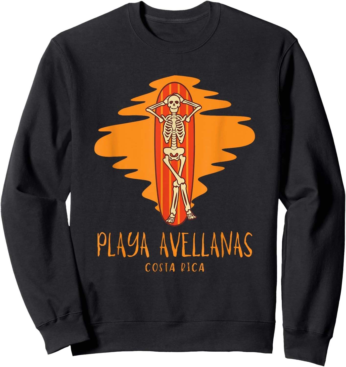 Playa Avellanas Costa Rica Surfing Skeleton Sweatshirt - Sweatshirt | Black