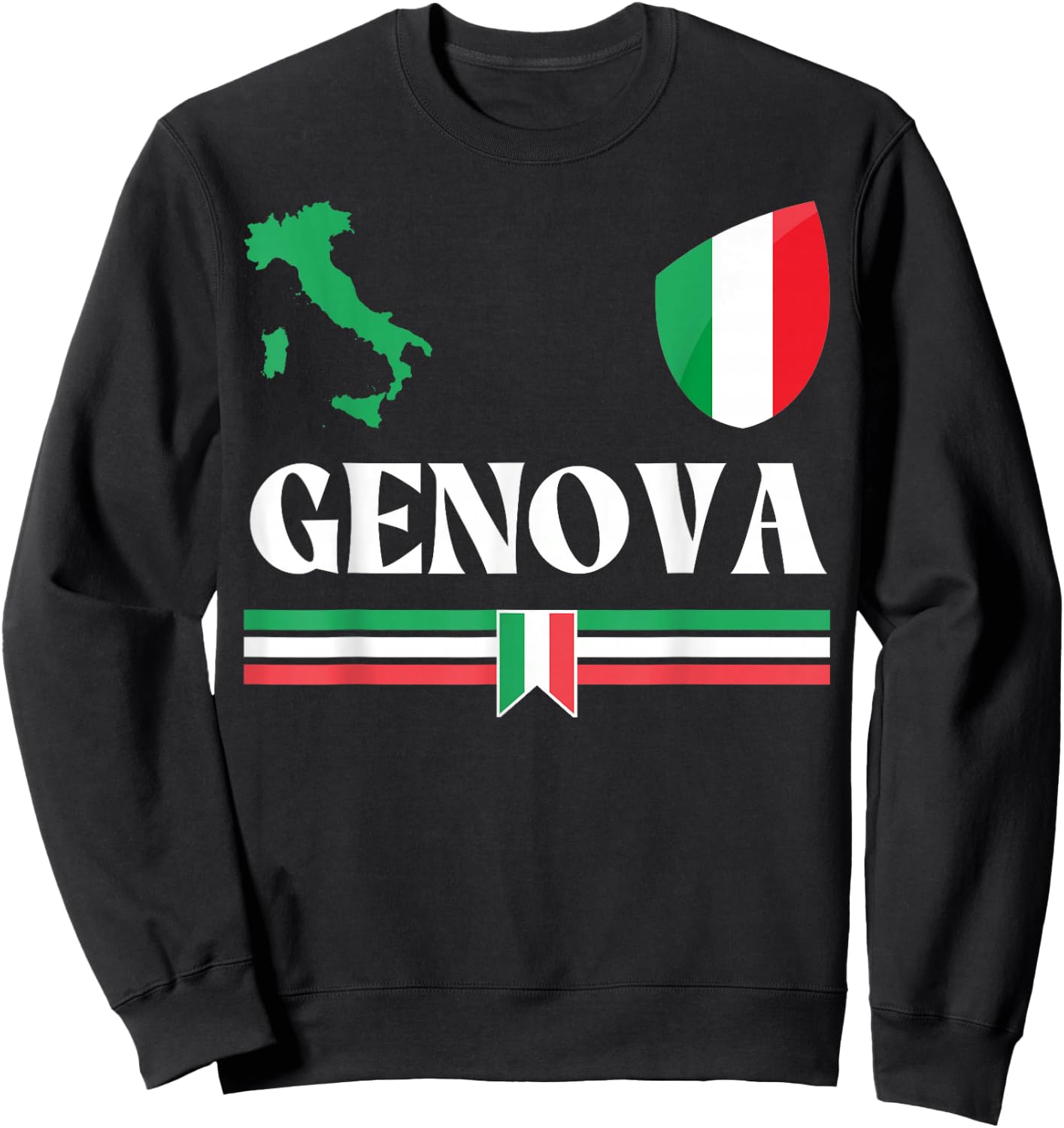 Genoa Italy Flag, Genova Italy, Genova, Genoa Sweatshirt - Sweatshirt | Black