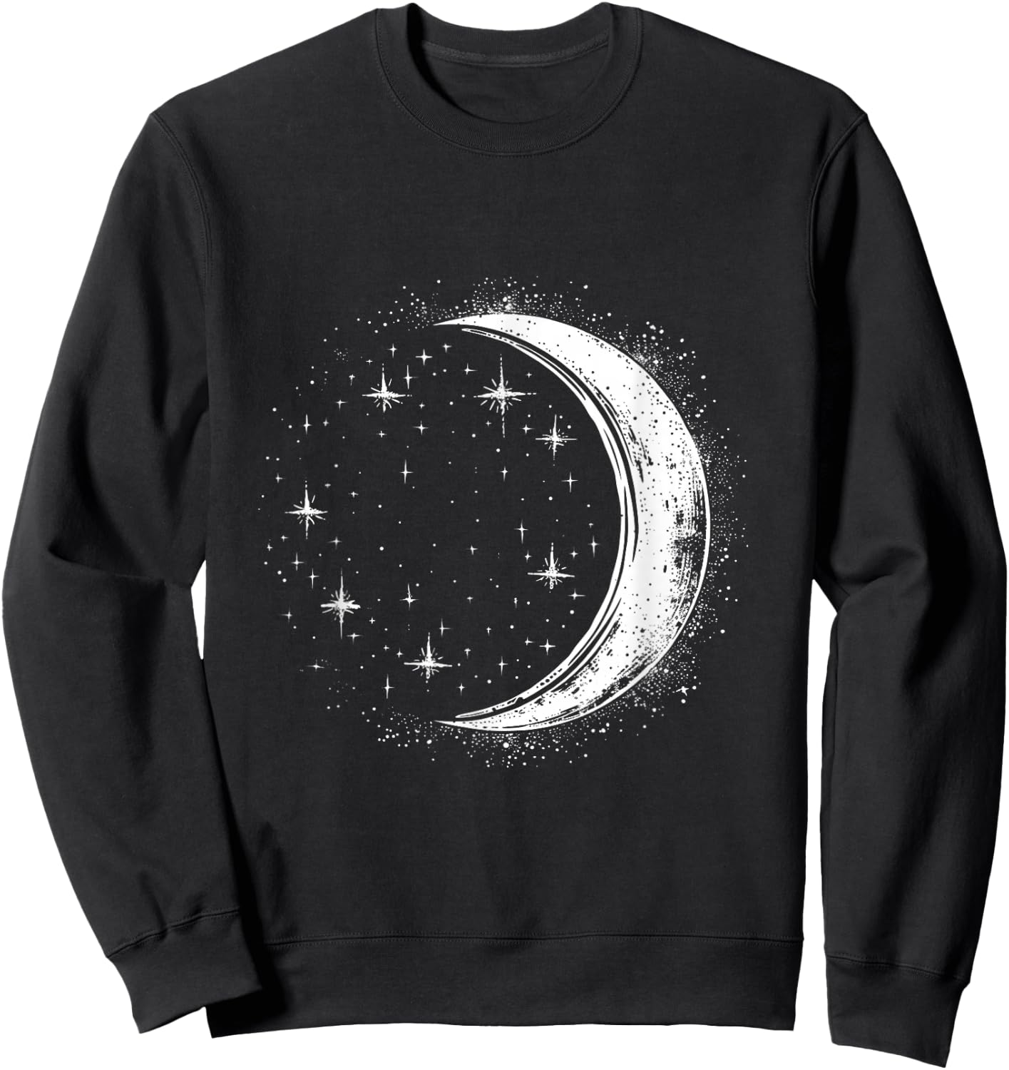 Starlight and Simple Crescent Moon Sweatshirt - Sweatshirt | Black