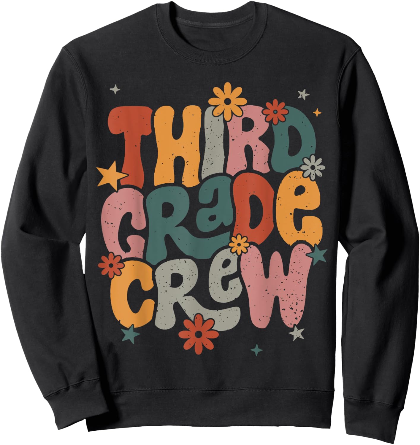 Retro Third Grade Crew Happy First Day Of School 3rd Grade Sweatshirt - Sweatshirt | Black