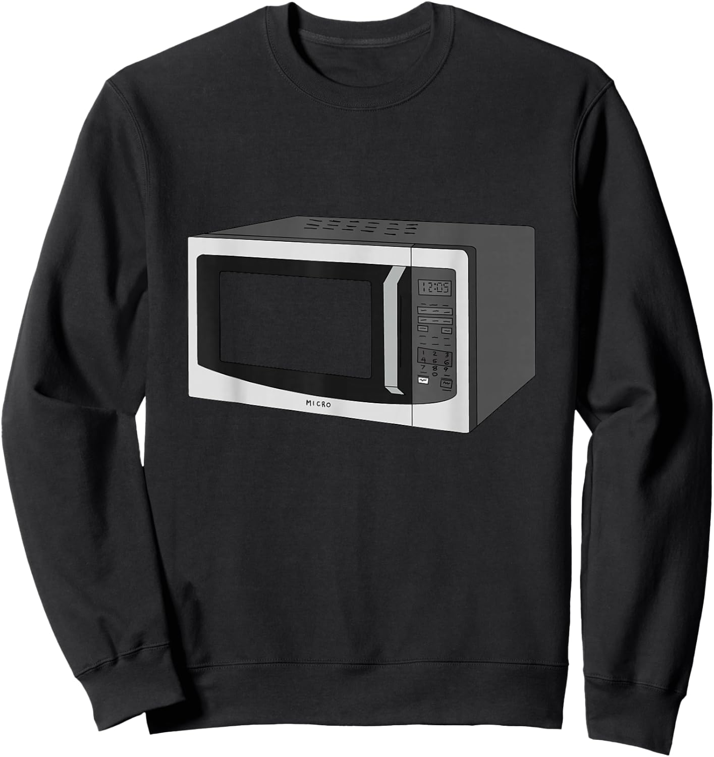 Microwave Oven Illustration Funny Chef Cooking Sweatshirt - Sweatshirt | Black