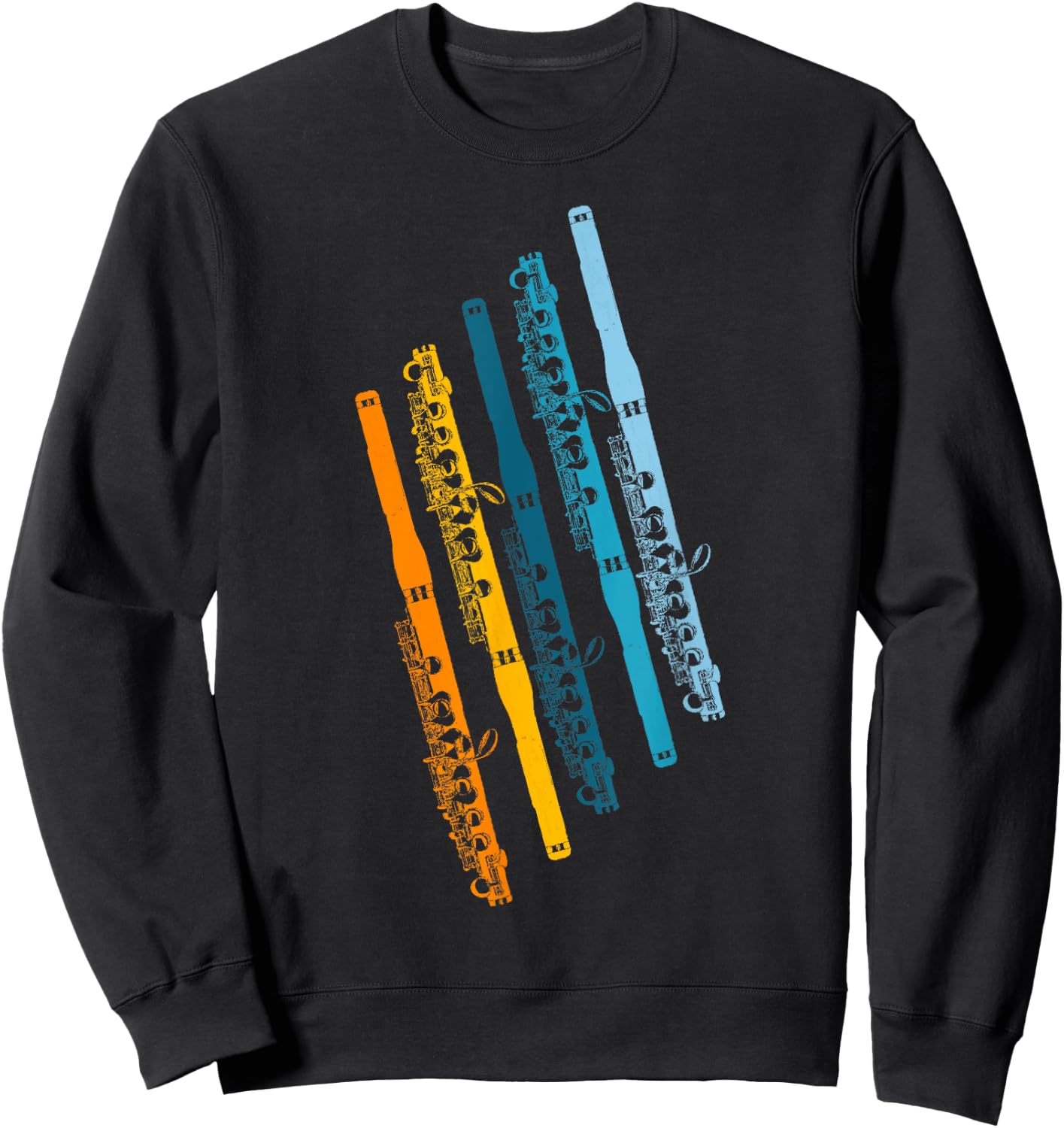 Funny Piccolo Retro Rainbow - Piccolo Player Orchestra Band Sweatshirt - Sweatshirt | Black