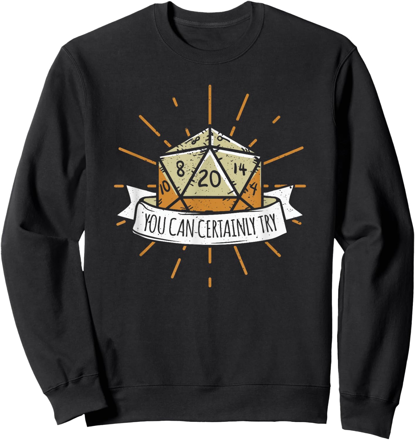 Nerd Tischspiel Dungeon You Can Certainly Try Dragon Dice Wizard Gamer Adult Women's Black Modern Classic Crew Collar Short Sleeve Sweatshirt - Sweatshirt | Black
