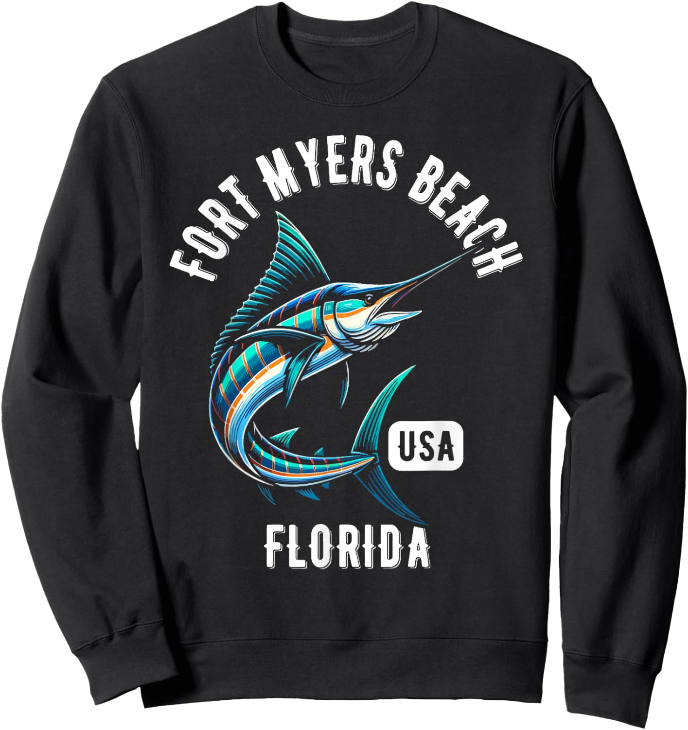 Fort Myers Beach Florida USA Fishing Design Sweatshirt - Sweatshirt | Black