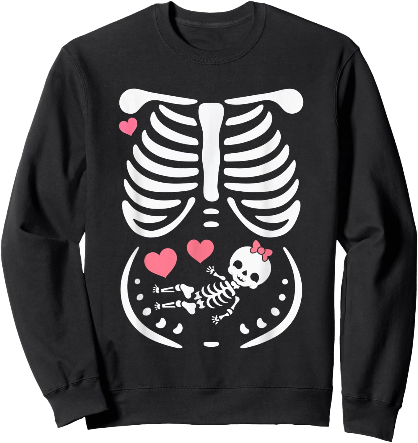 Maternity Skeleton Baby Love Hearts Cute Pregnancy Sweatshirt - Sweatshirt | Black