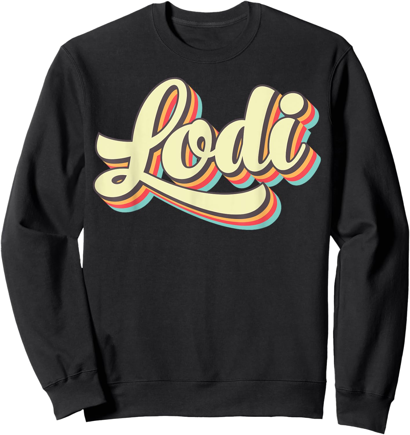 Lodi Retro Art Baseball Font Vintage Sweatshirt - Sweatshirt | Black