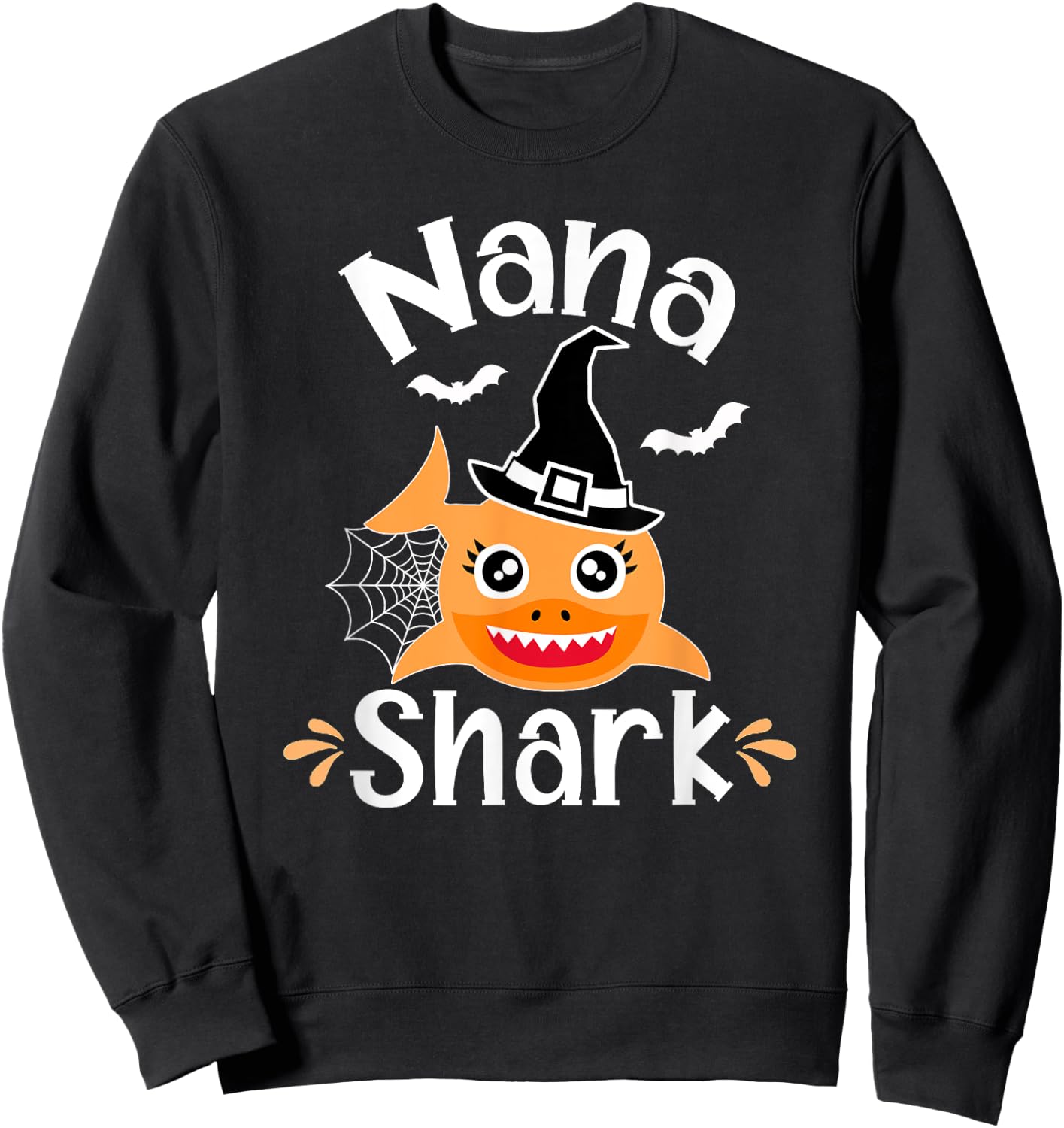 Nana Shark Funny Halloween Nana Grandma Sweatshirt - Sweatshirt | Black