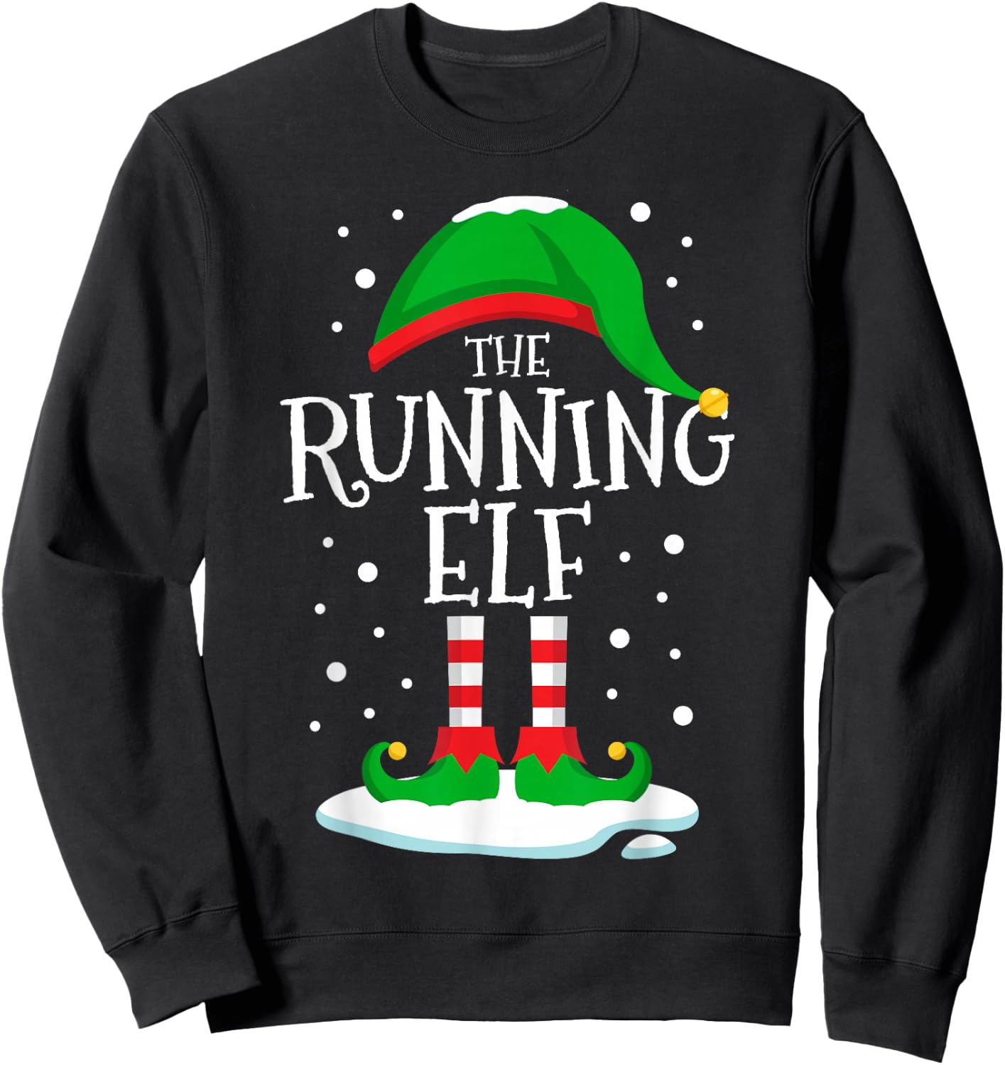 The Running Elf Christmas Family Matching Xmas Runner Funny Sweatshirt - Sweatshirt | Black