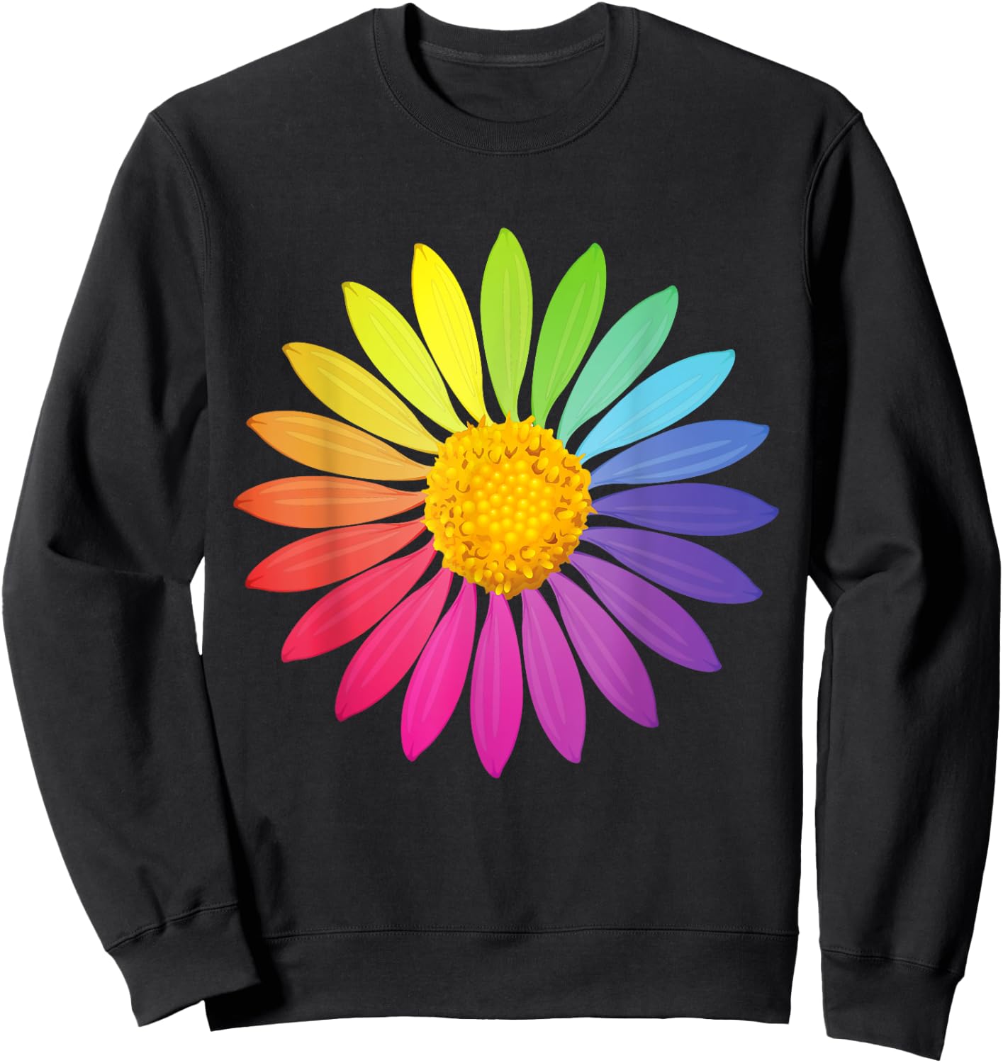 Rainbow Flower ROYGBIV Colorful Garden Rainbow Sweatshirt - Sweatshirt | Black