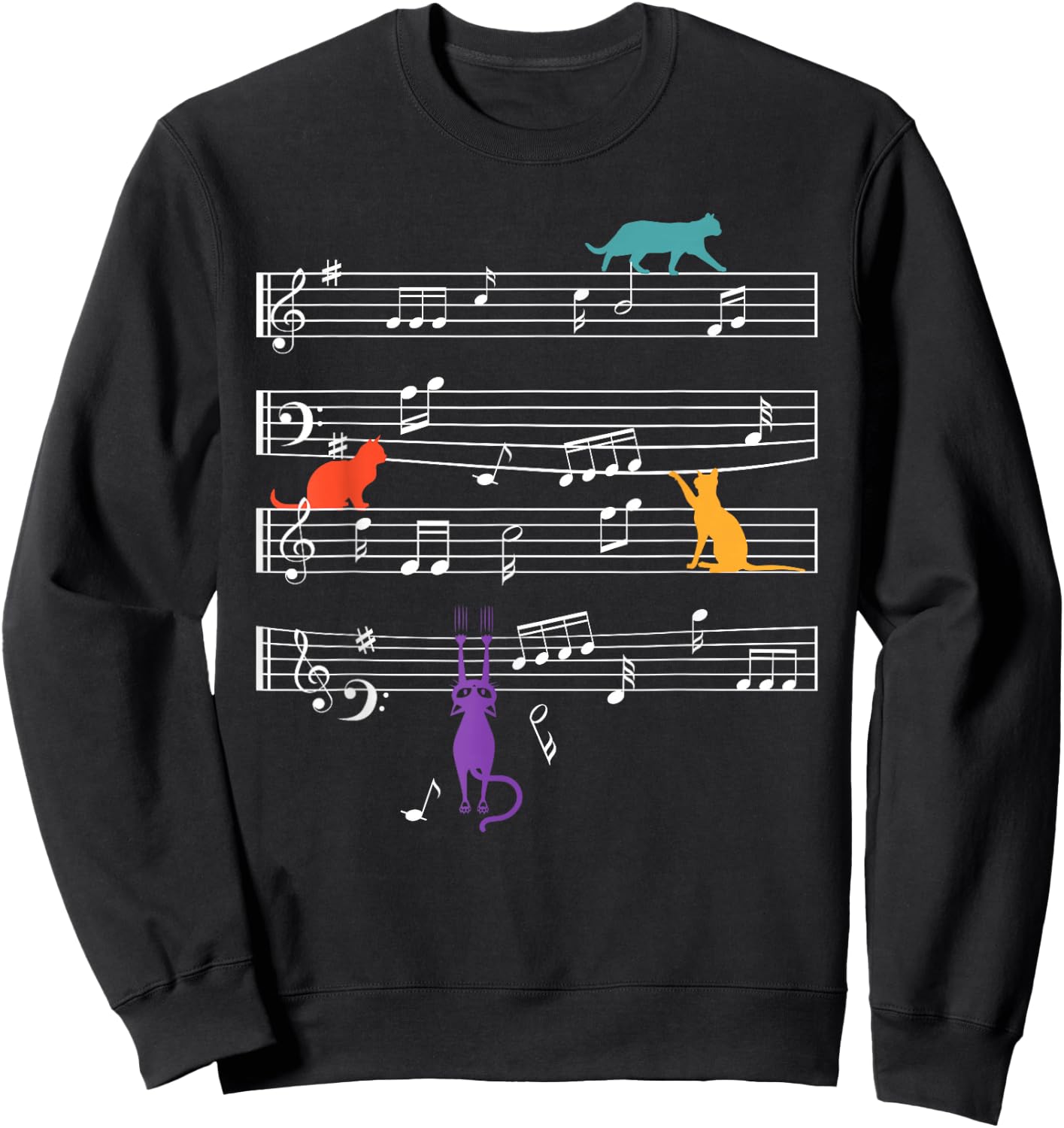Cats Fan Music Sheet Music Notes Sweatshirt - Sweatshirt | Black
