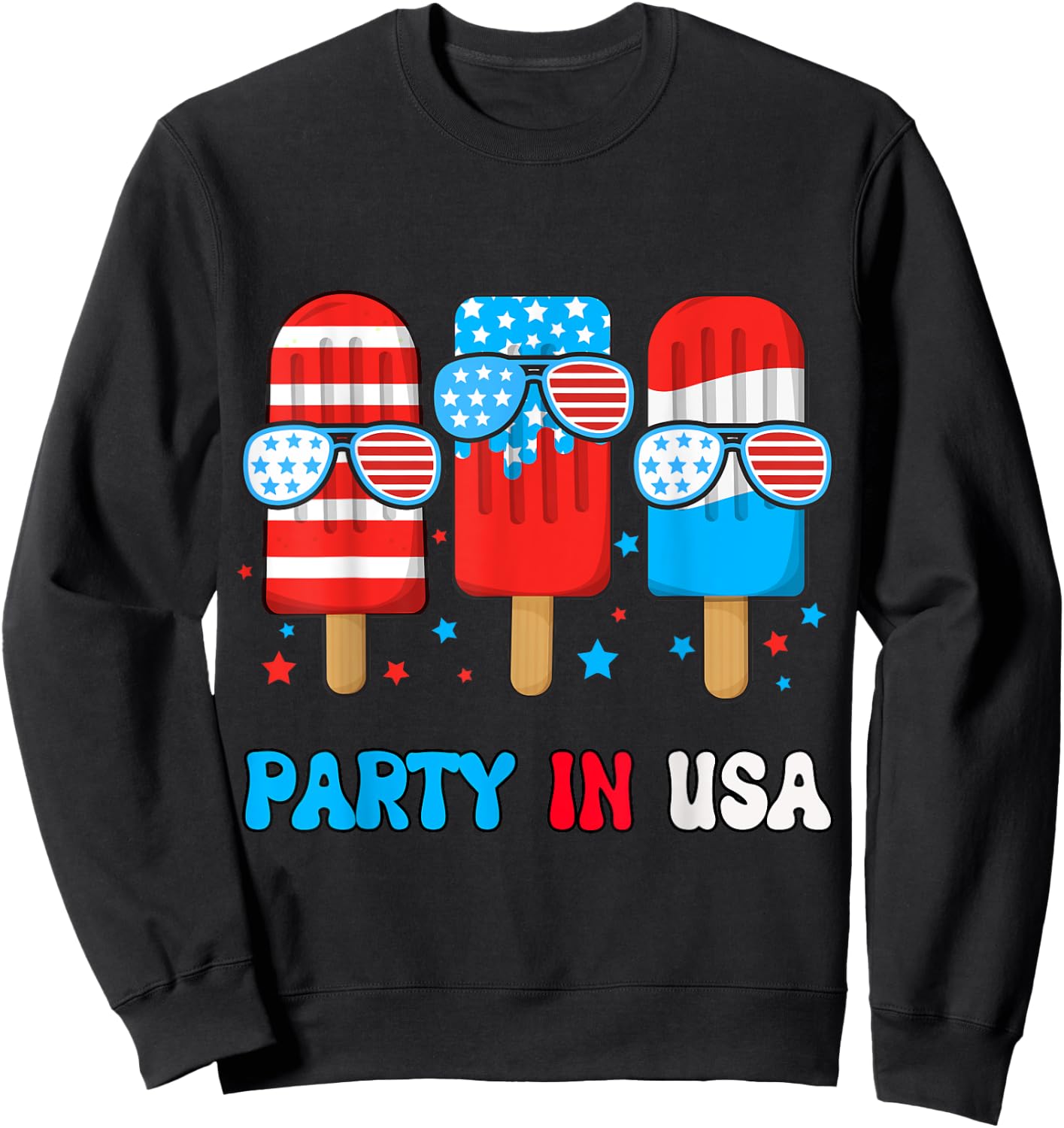 Party In USA Popsicle-Shirt Toddler Boy American Flag USA Sweatshirt - Sweatshirt | Black