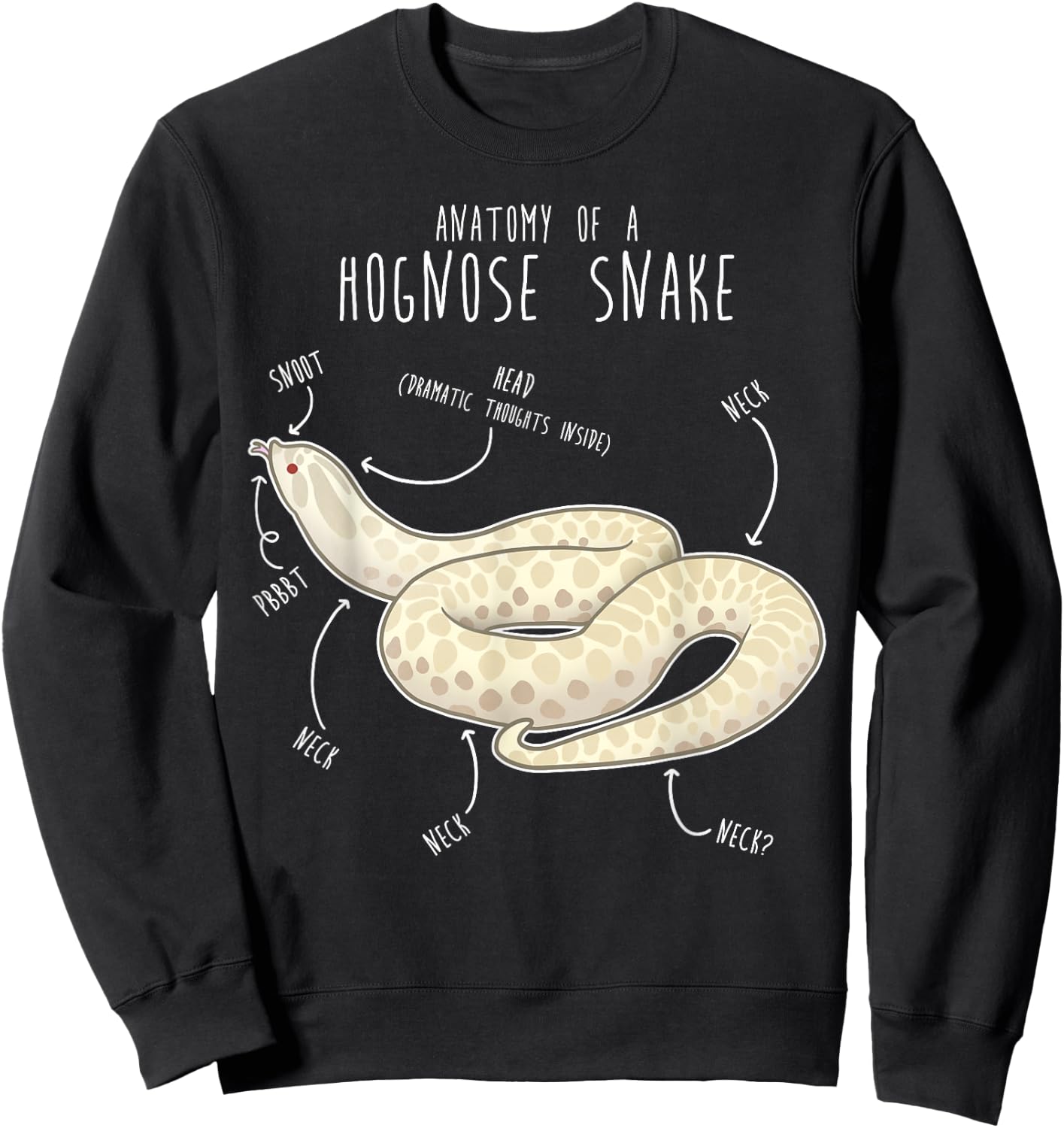Snow Hognose Snake Anatomy, Funny Cute Pet Mom Reptile Lover Sweatshirt - Sweatshirt | Black