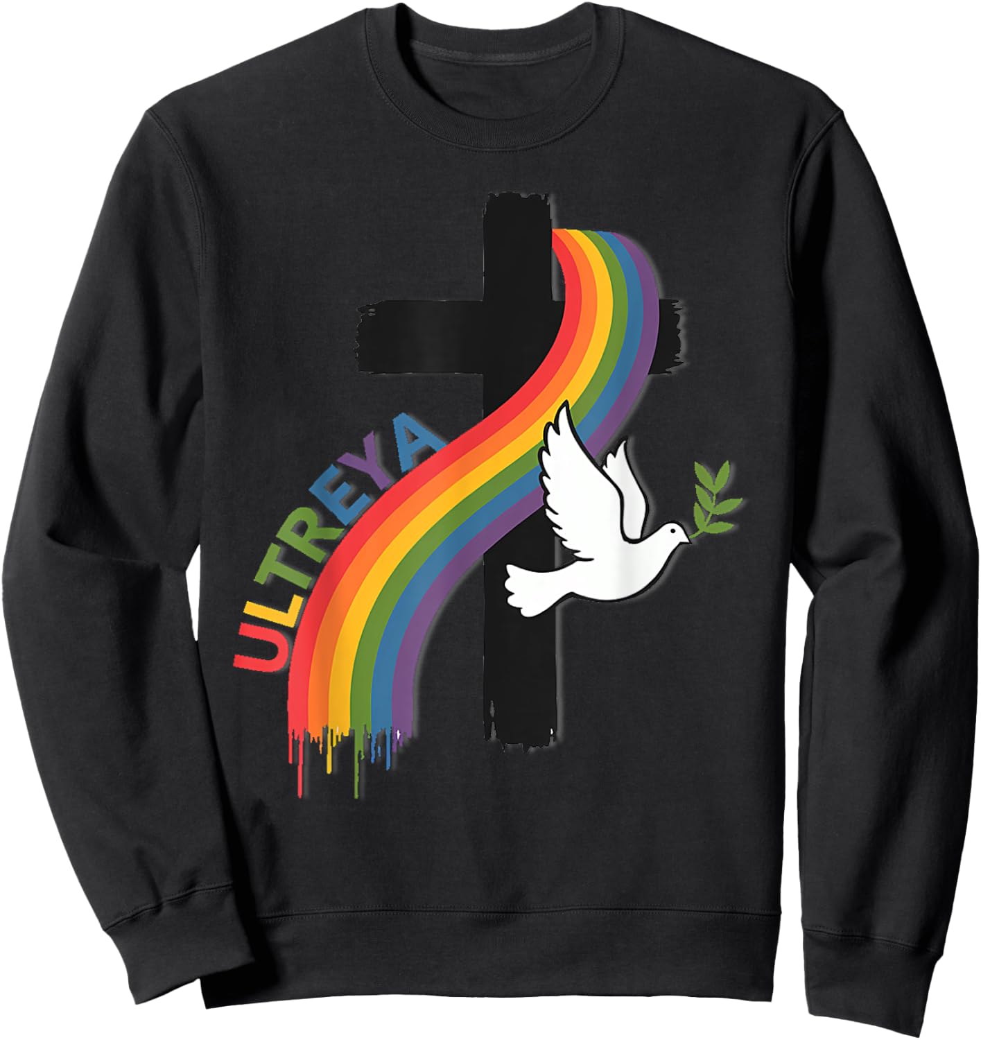 DeColores Cursillo Rainbow Rooster Catholic Sweatshirt - Sweatshirt | Black