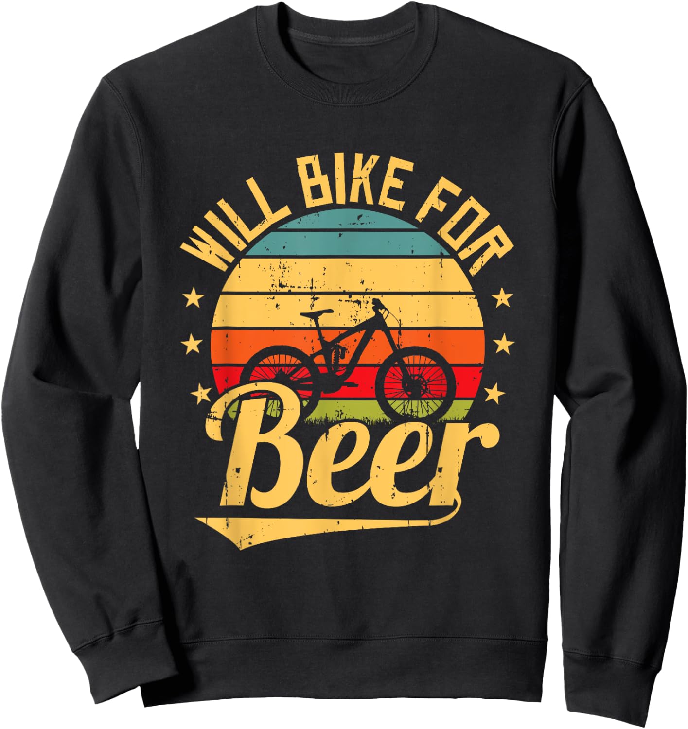 Will Bike for Beer Funny Bike Lovers Biking Vintage Sweatshirt - Sweatshirt | Black