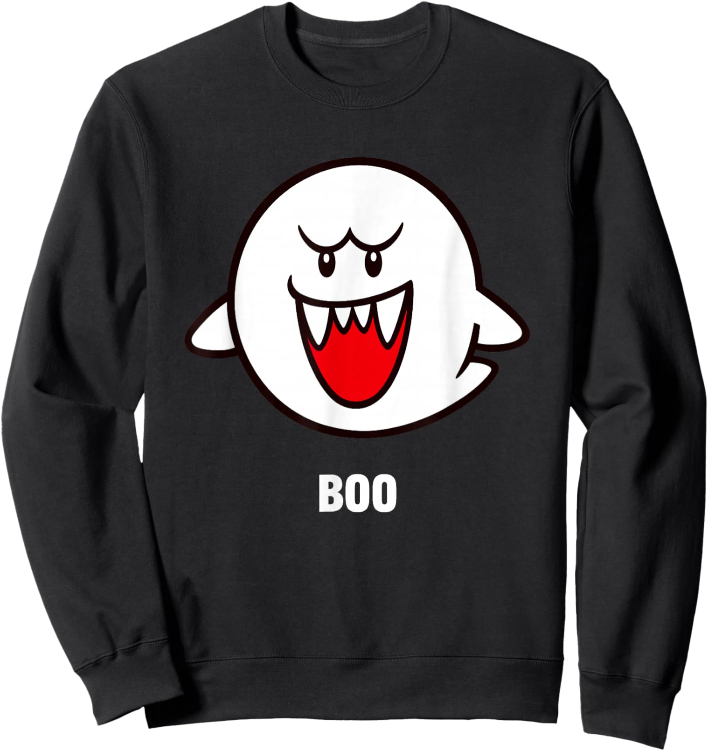 Super Mario Bros Boo Spooky Ghost Center Icon Sweatshirt - Sweatshirt | Black