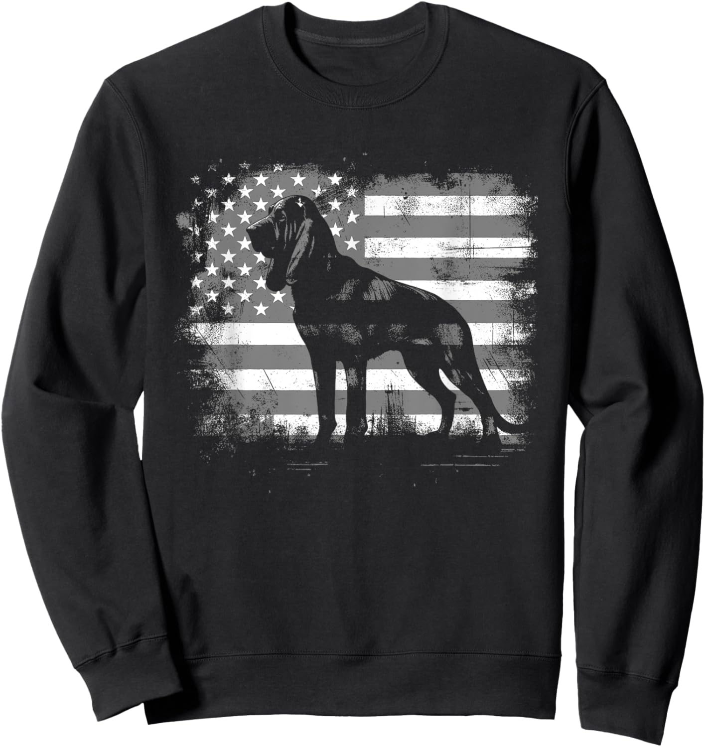 Bloodhound American Flag - Patriotic USA Dog Lover Women Kids Sweatshirt - Sweatshirt | Black