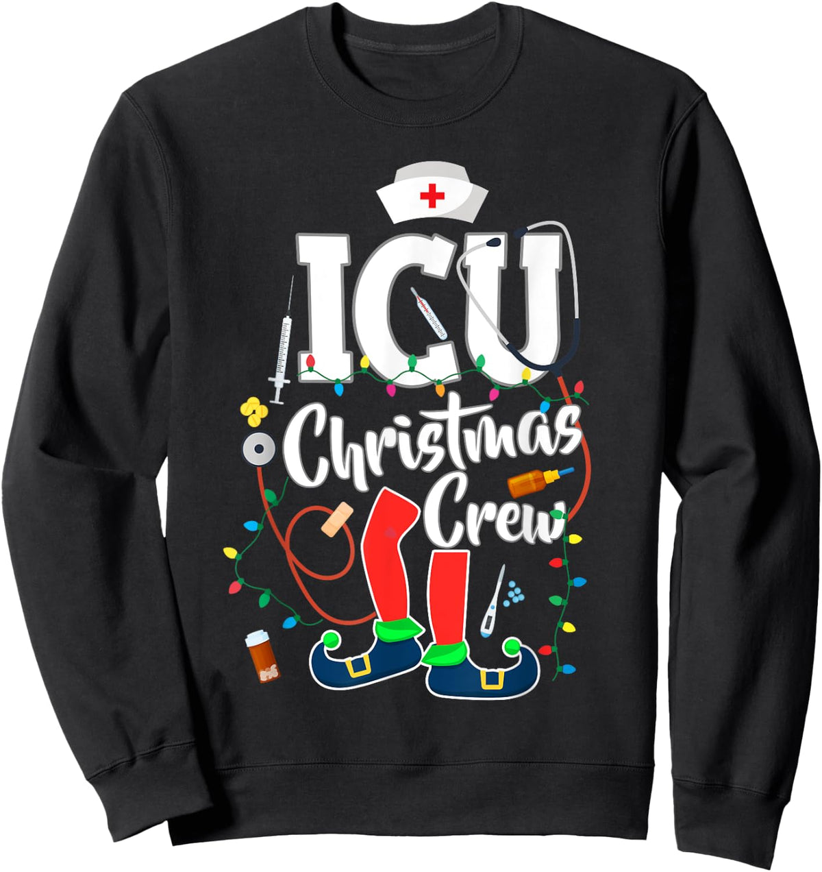 ICU Christmas Crew ICU Nurse Sweatshirt - Sweatshirt | Black