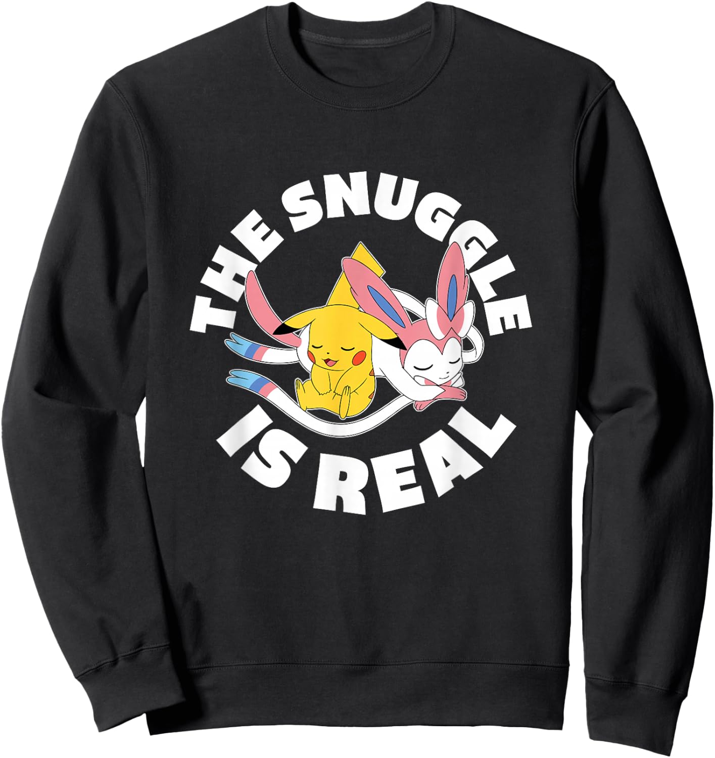 Pokémon - The Snuggle Is Real Pikachu And Sylveon Sweatshirt - Sweatshirt | Black