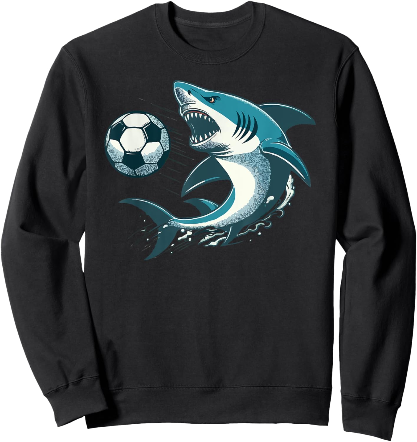 Funny Shark Artwork For Shark Lovers Shark Playing Soccer Sweatshirt - Sweatshirt | Black