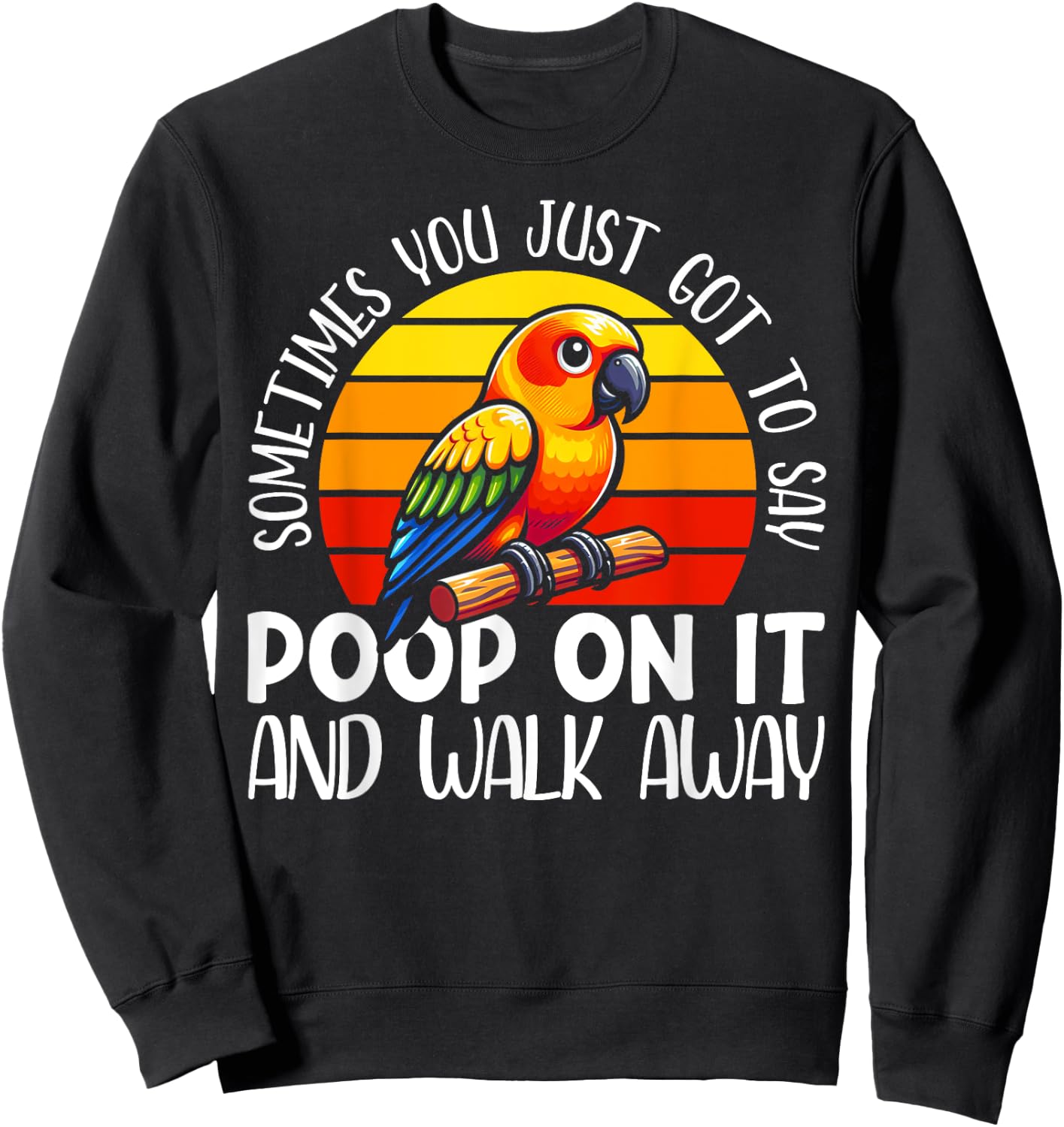 Sun Conure Parakeet - Adults, Kids - Black - Bird Print - Short Sleeve - - Small Sweatshirt - Sweatshirt | Black