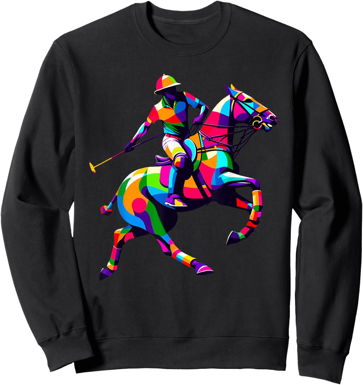 Pop Art Polo Horseback Riding Horses Equestrian Horse Sweatshirt - Sweatshirt | Black
