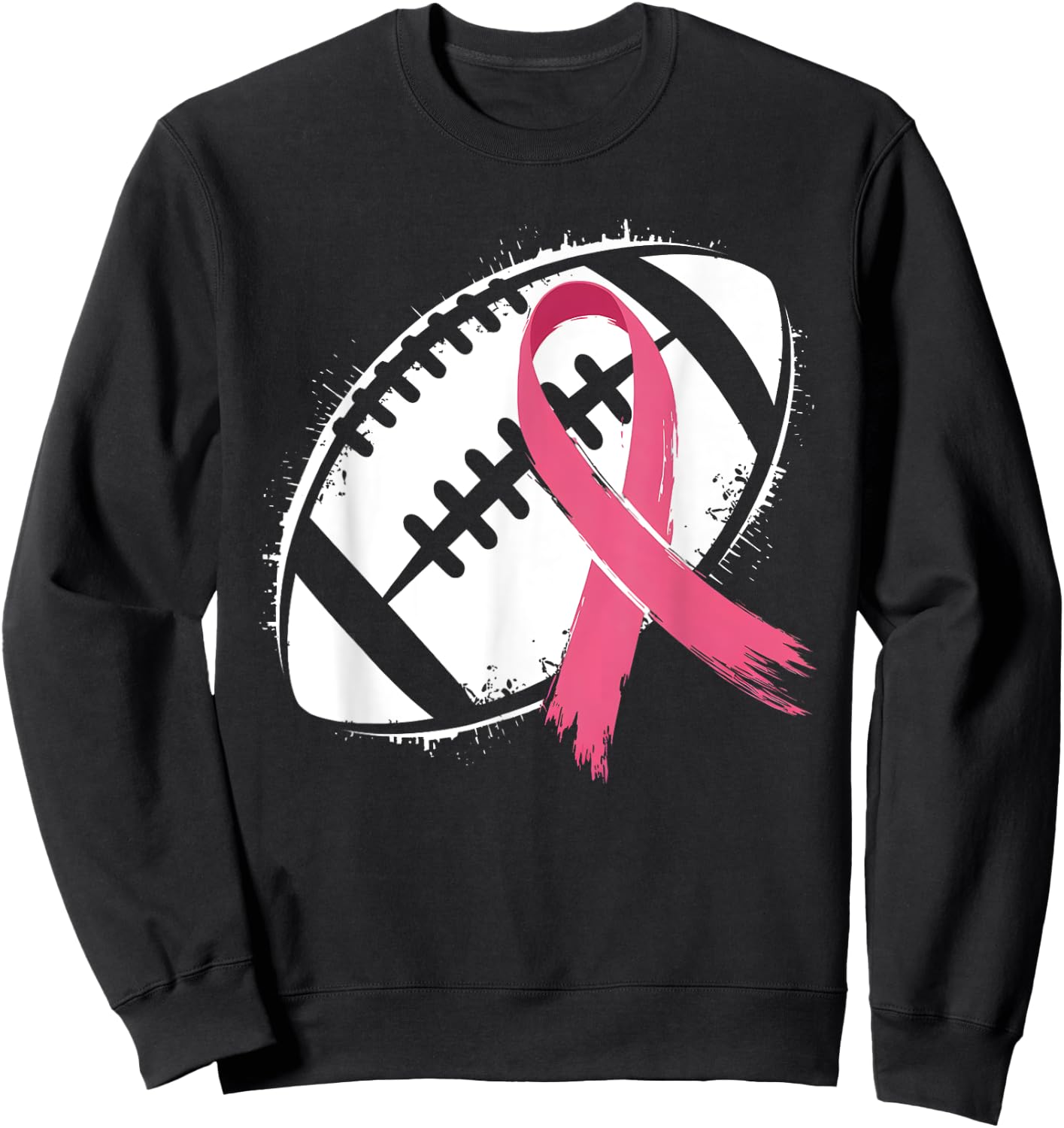 Tackle Cancer Pink Ribbon Football Breast Cancer Awareness Sweatshirt - Sweatshirt | Black