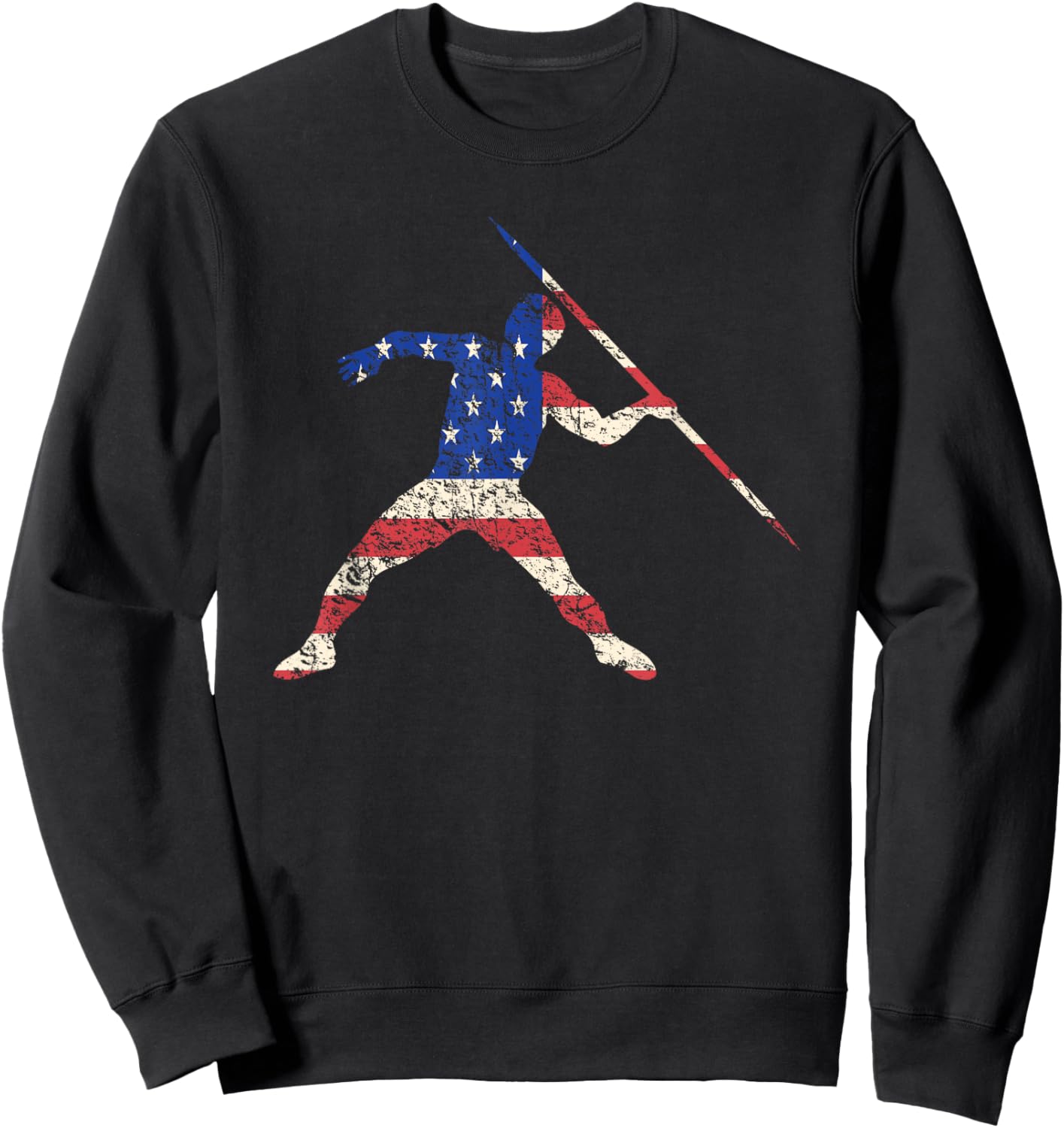 Javelin Thrower American Flag Track and Field Women Kids Men Sweatshirt - Sweatshirt | Black