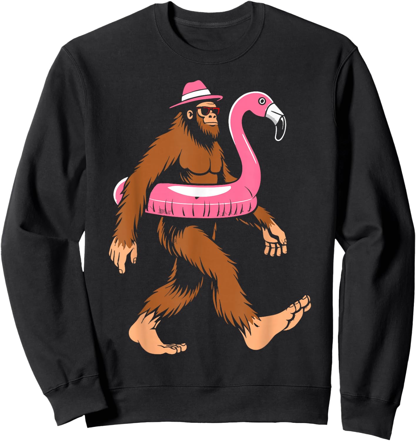 Pool party bigfoot flamingo float sasquatch beach lovers Women Girls Kids Sweatshirt - Sweatshirt | Black