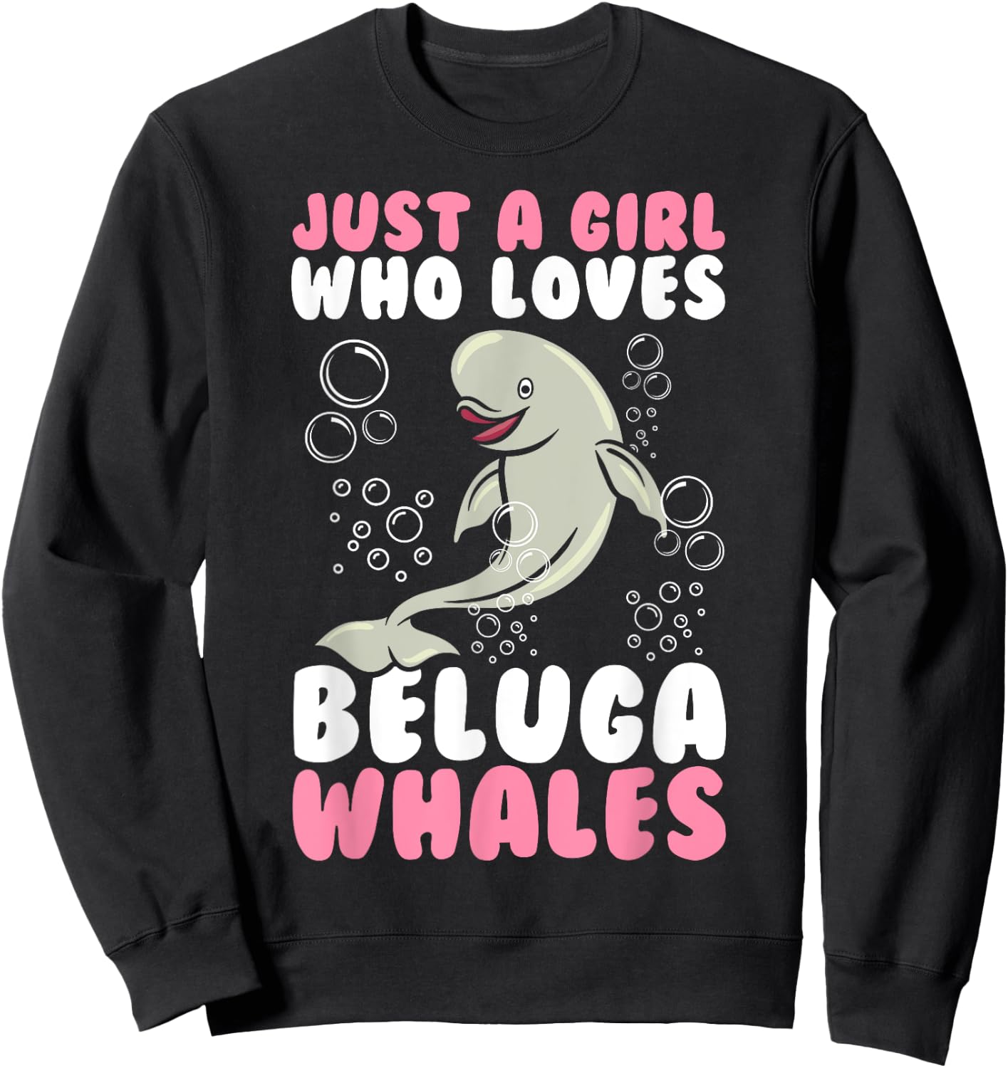Beluga Whale Art Girls Kids Beluga Whale Lover Sweatshirt - Sweatshirt | Black