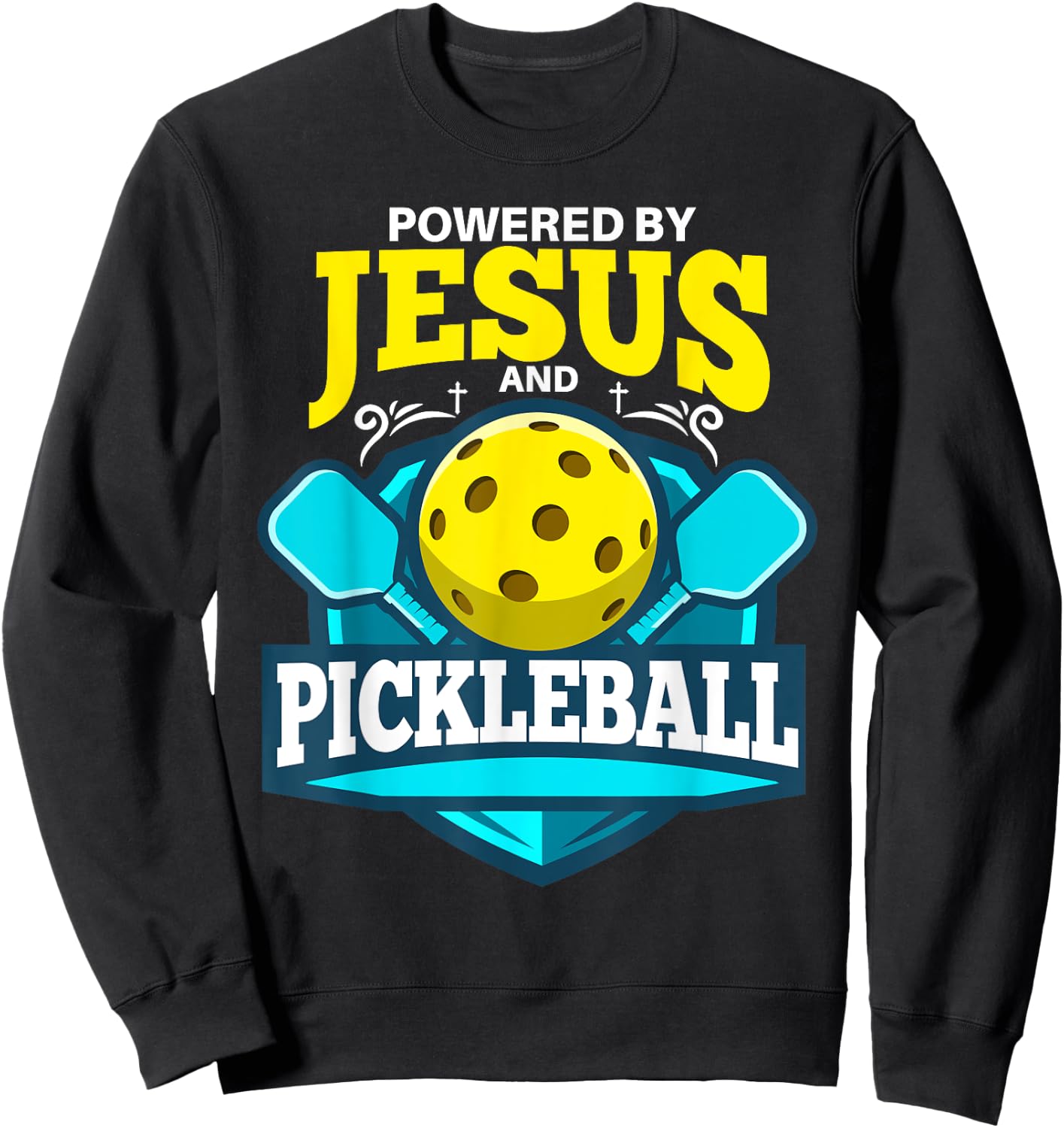 Christian Pickleball Shirt Jesus Religious Pickleball Player Sweatshirt - Sweatshirt | Black