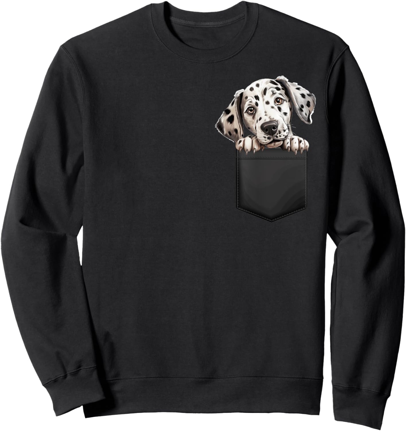 Dalmatian Dog Puppy Dog In Pocket Cute Pet Lover Women Sweatshirt - Sweatshirt | Black