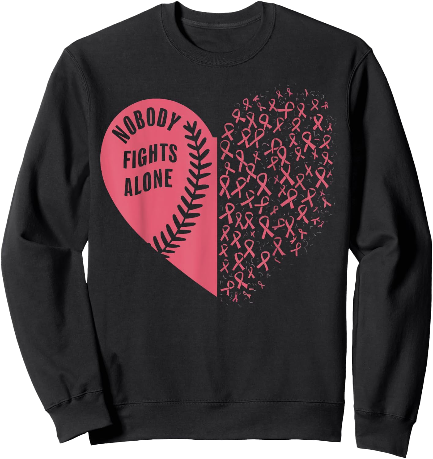 Baseball Breast Cancer Awareness Month Pink Ribbon Sweatshirt - Sweatshirt | Black