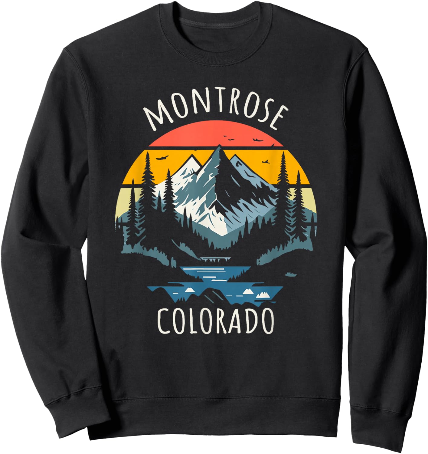 Montrose Colorado USA Retro Style Mountain Design Sweatshirt - Sweatshirt | Black