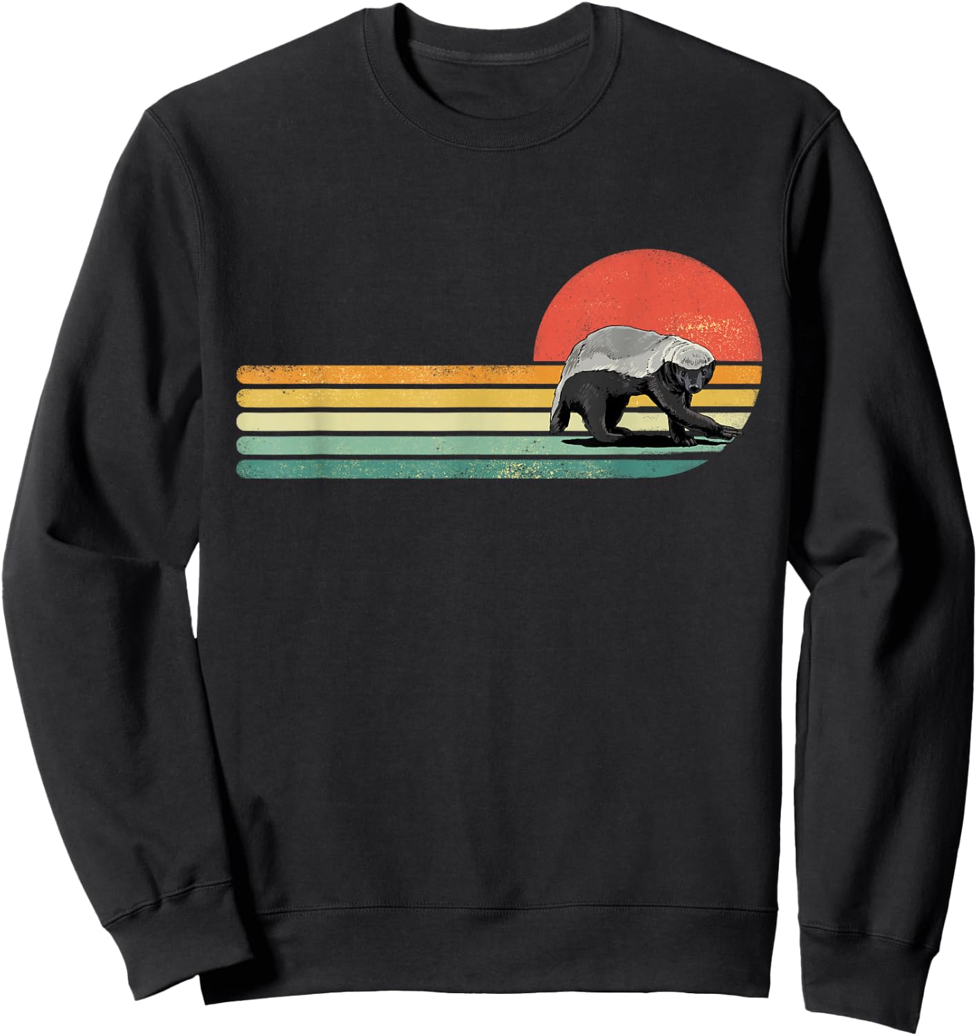 Honey Badger Shirt Retro Style Wild Animal Lover Zookeeper Sweatshirt - Sweatshirt | Black