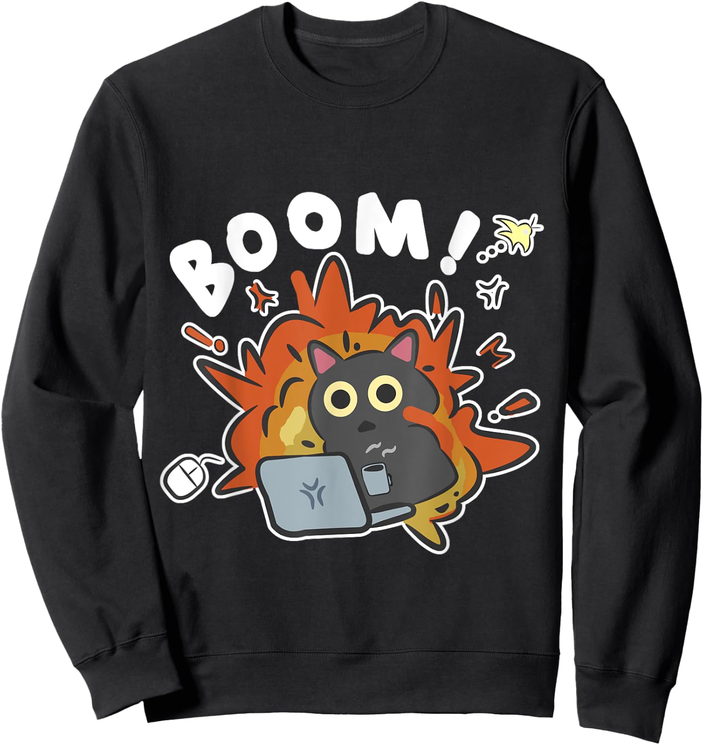 Nerd Geek Men's Women's Cat Cat Summer Fashion Anime Animals Sweatshirt - Sweatshirt | Black