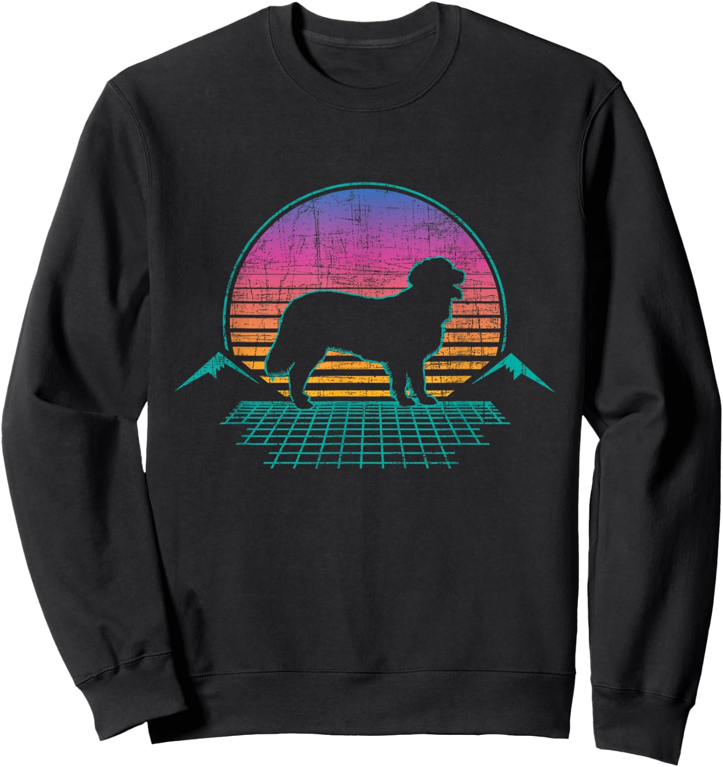 Retro Vaporwave Golden Retriever - Puppy Trainer Dog Lover Sweatshirt - Sweatshirt | Black