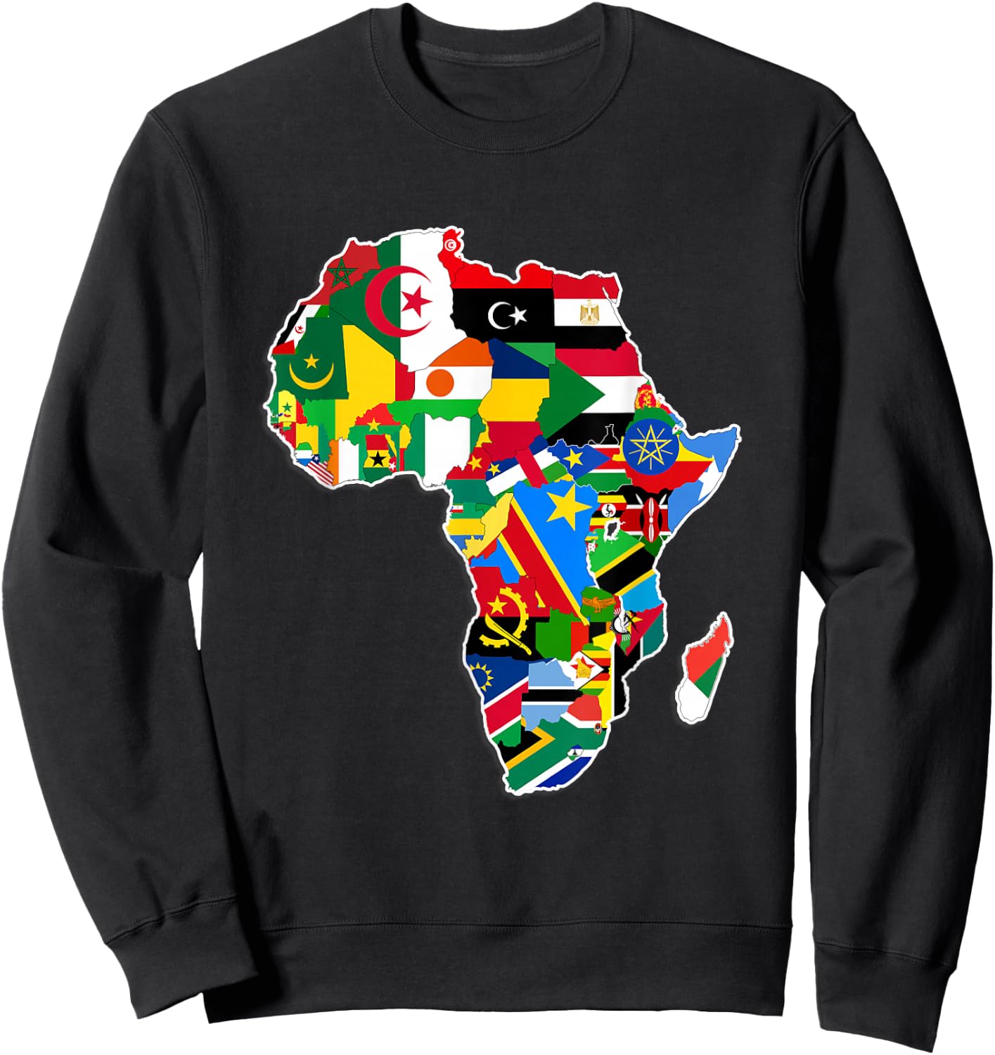Africa Pride - Map of African Continent with Flags Sweatshirt - Sweatshirt | Black