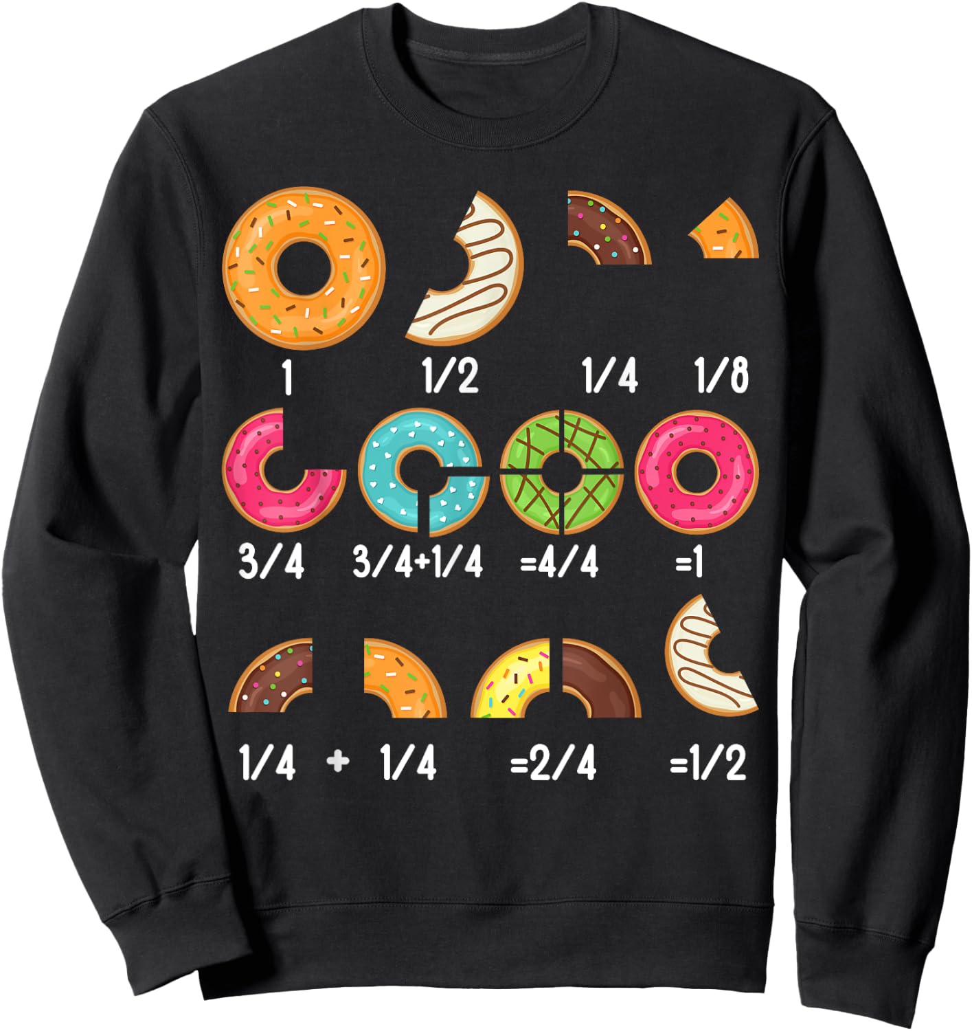 Donut Fraction Math Teachers Back To School Educational Sweatshirt - Sweatshirt | Black