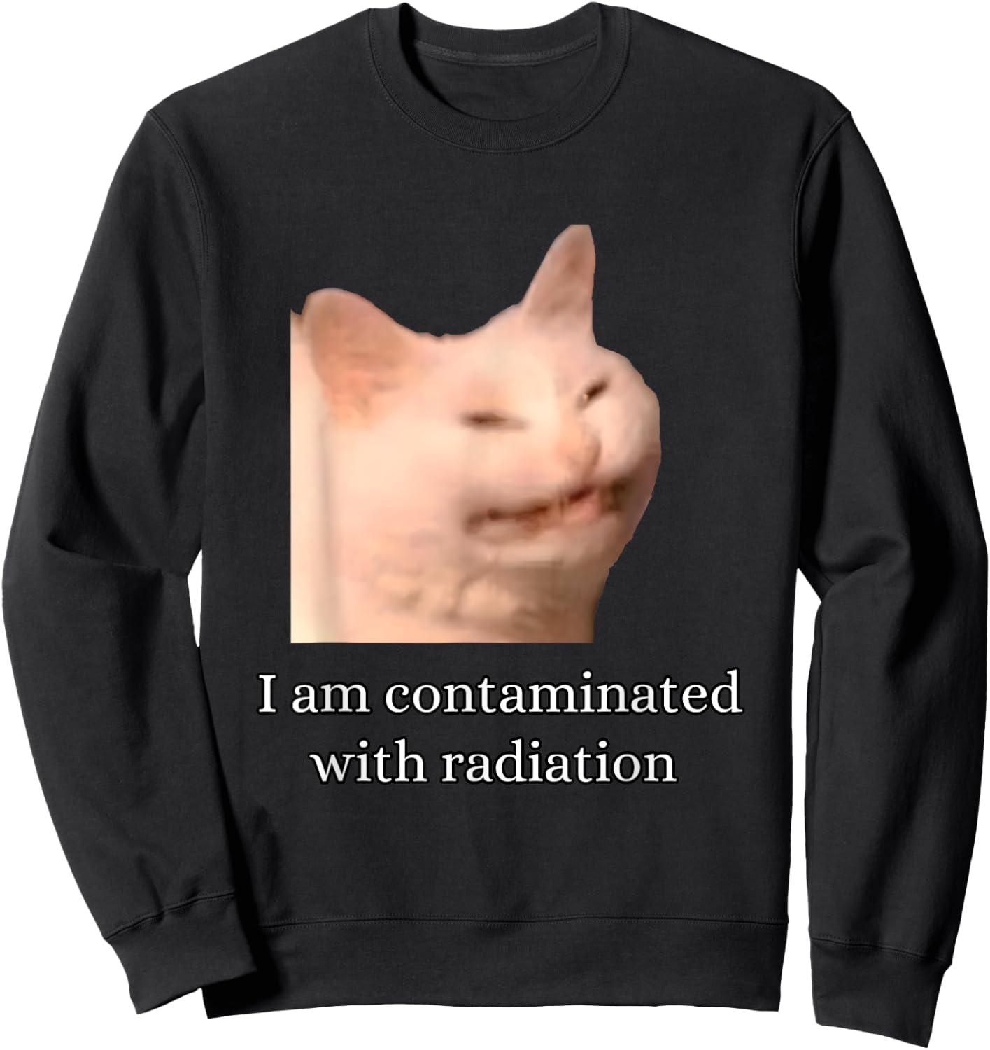 I Am Contaminated With Radiation Funny Ironic Cat Meme Men Women Sweatshirt - Sweatshirt | Black