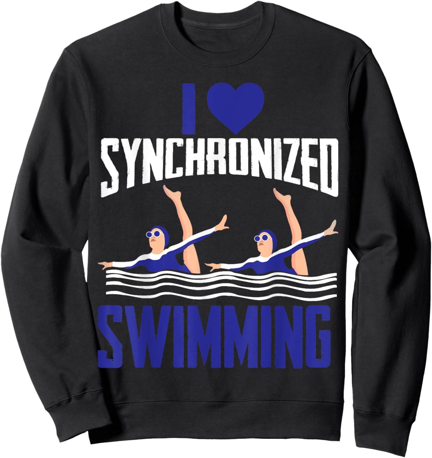 I Love Synchronized Swimming Aquatic Artistic Synchro Girls Sweatshirt - Sweatshirt | Black