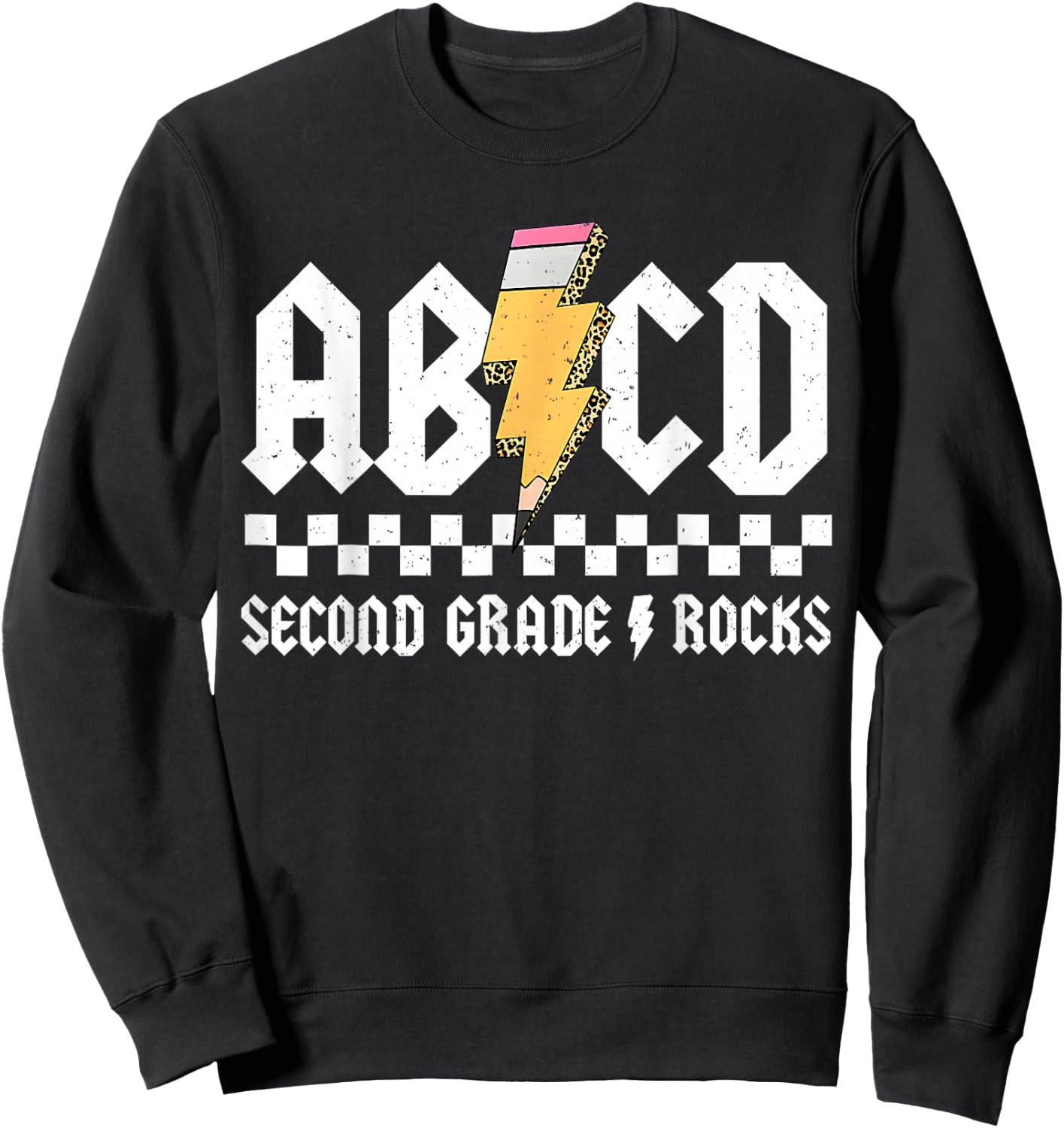 ABCD Second Grade Rocks Pencil Lightning Back To School 2024 Sweatshirt - Sweatshirt | Black